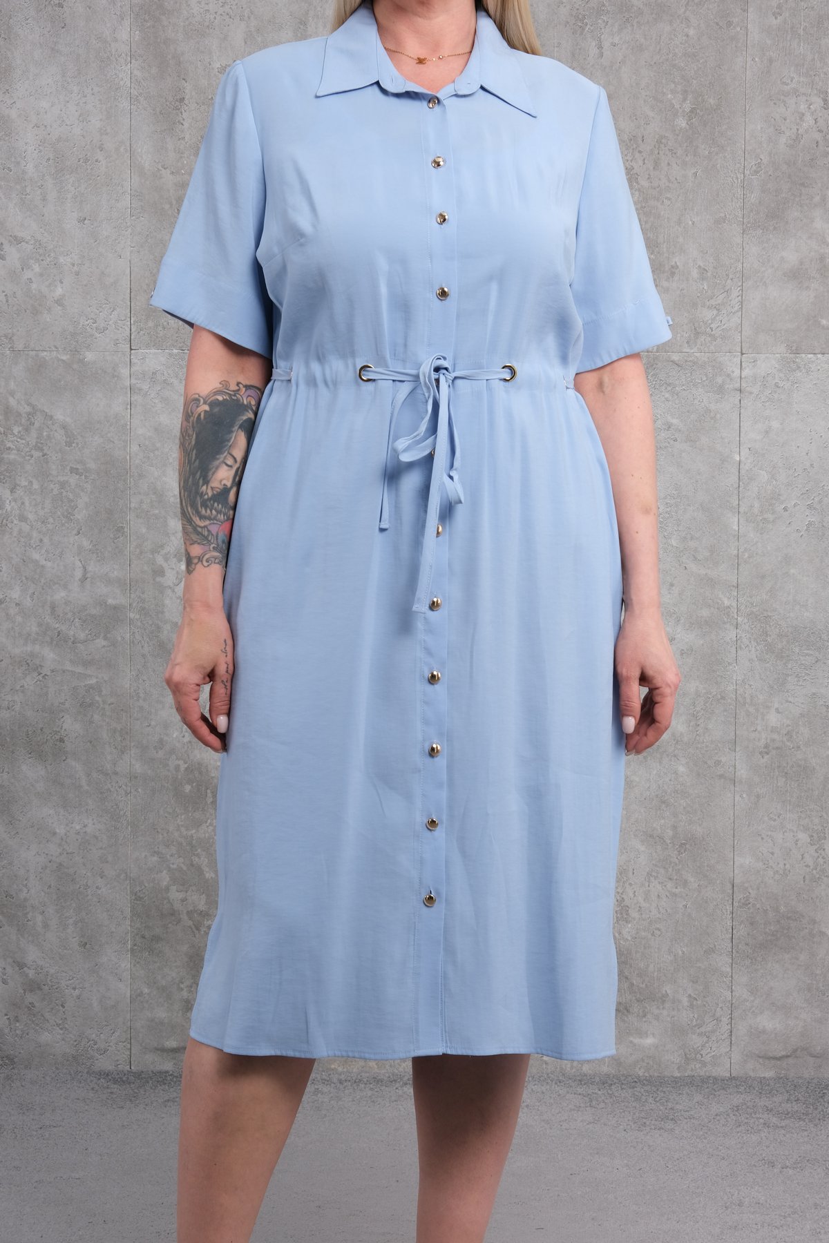 Casual Plus Size Dress-Blue
