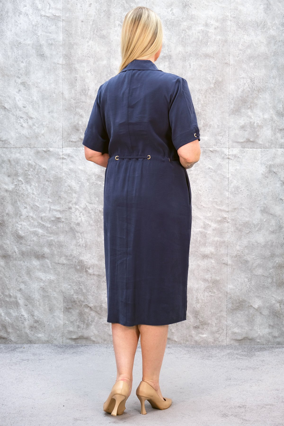 Casual Plus Size Dress-Indigo