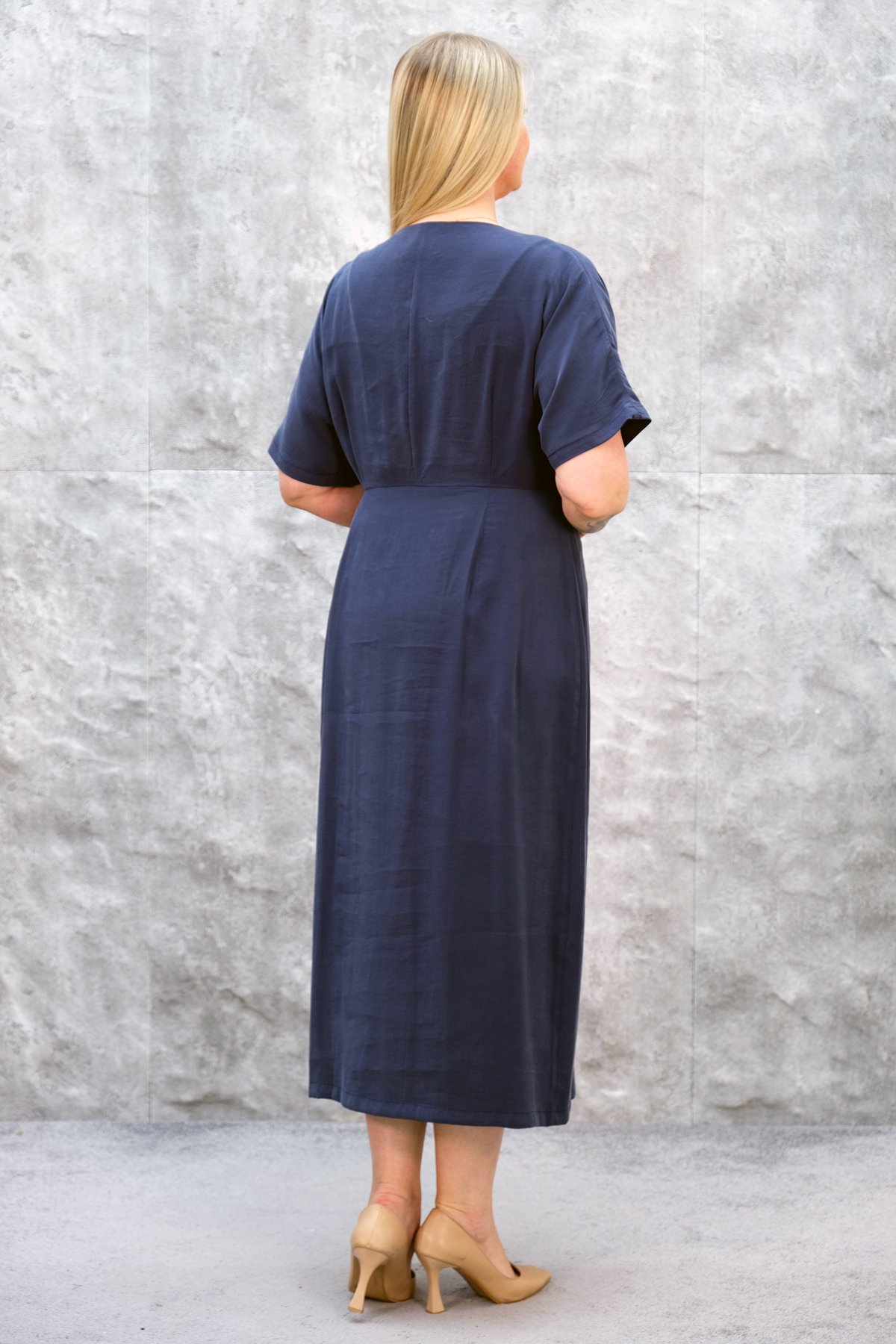 Casual Plus Size Dress-Indigo