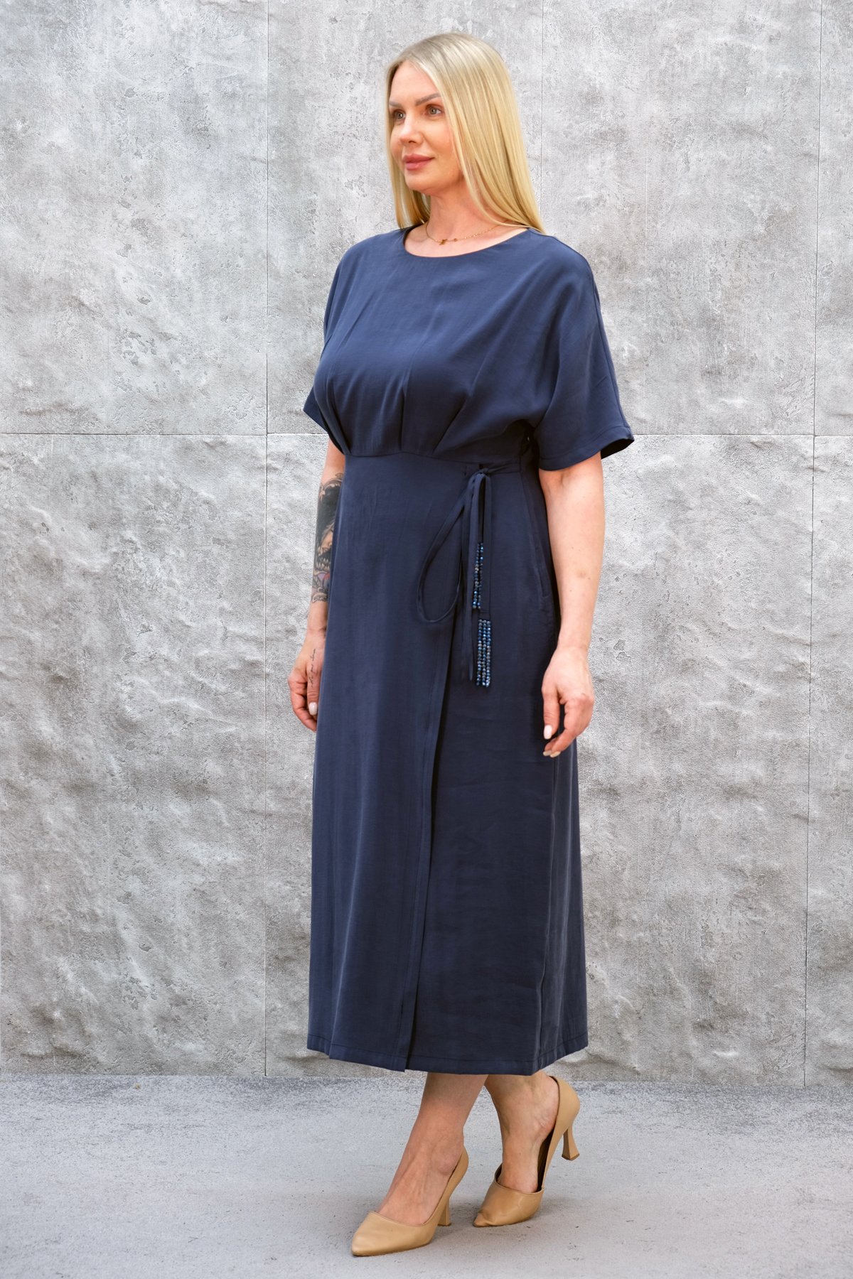 Casual Plus Size Dress-Indigo