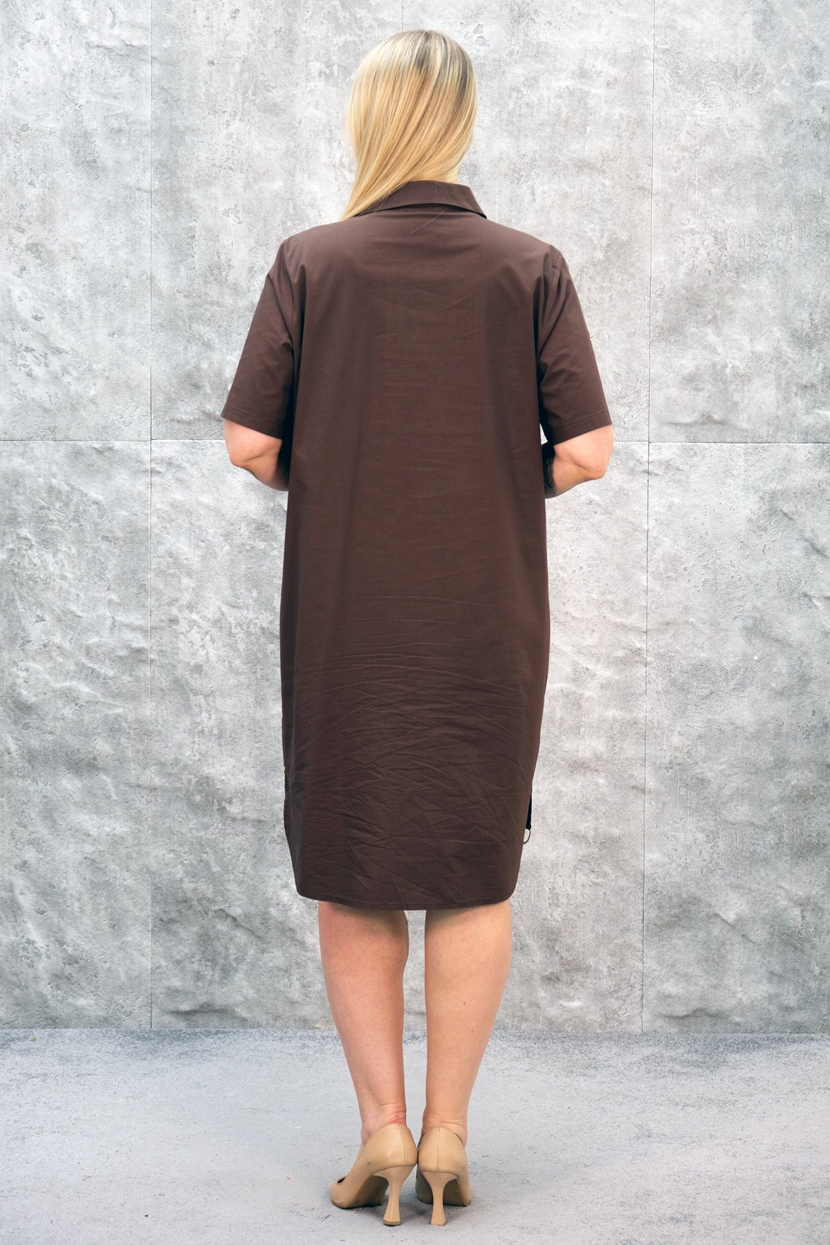 Super Plus Size Casual Dress-Brown