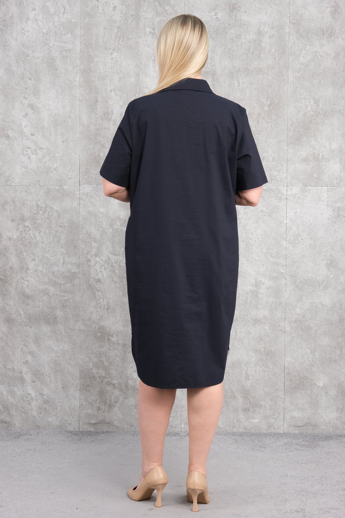 Super Plus Size Casual Dress-Dark Blue