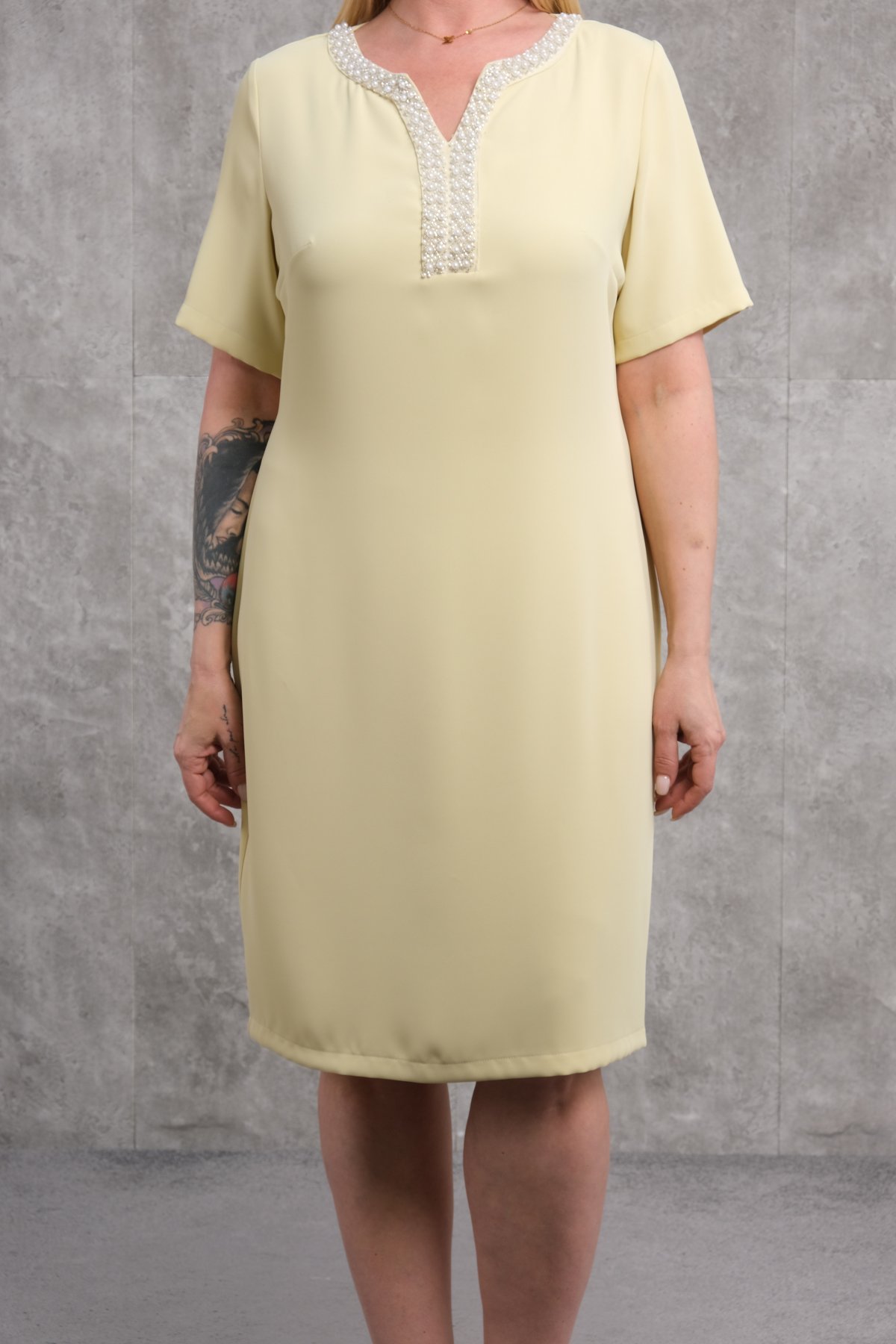 Casual Plus Size Dress-Yellow