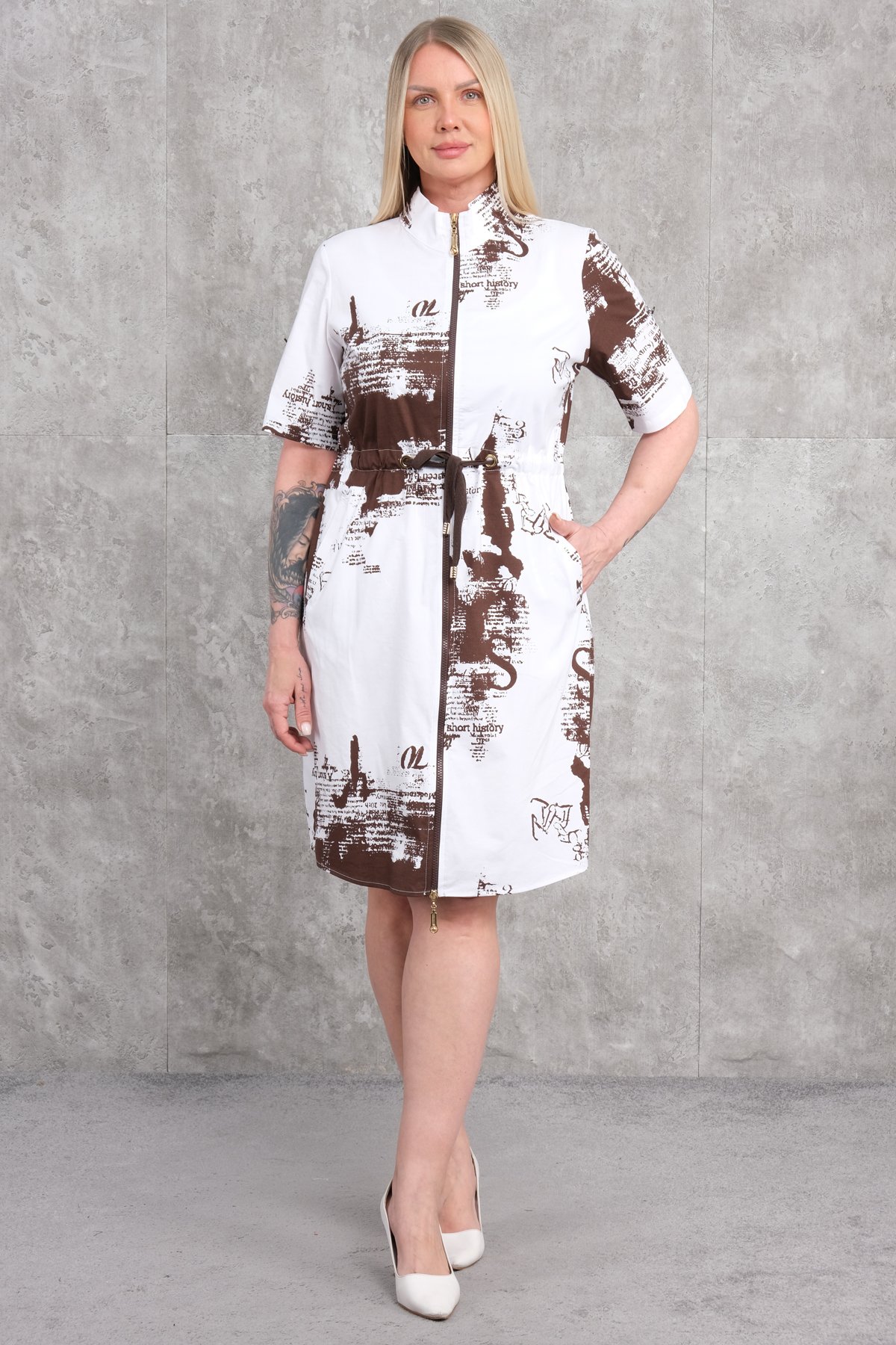 Super Plus Size Casual Dress-Brown