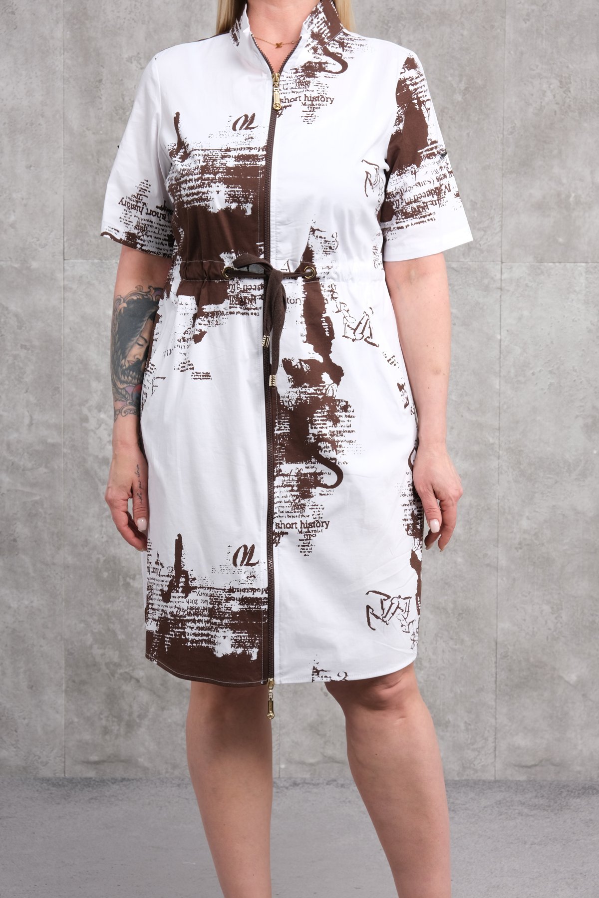 Super Plus Size Casual Dress-Brown