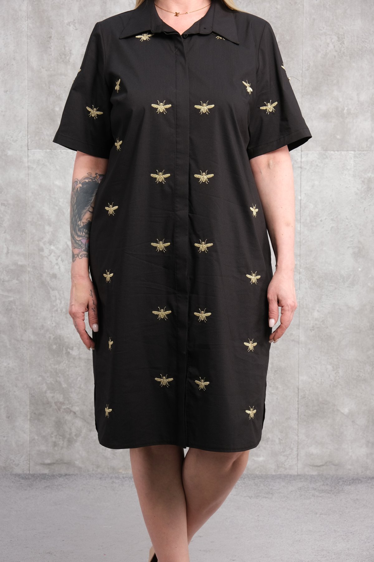 Casual Plus Size Dress-Black