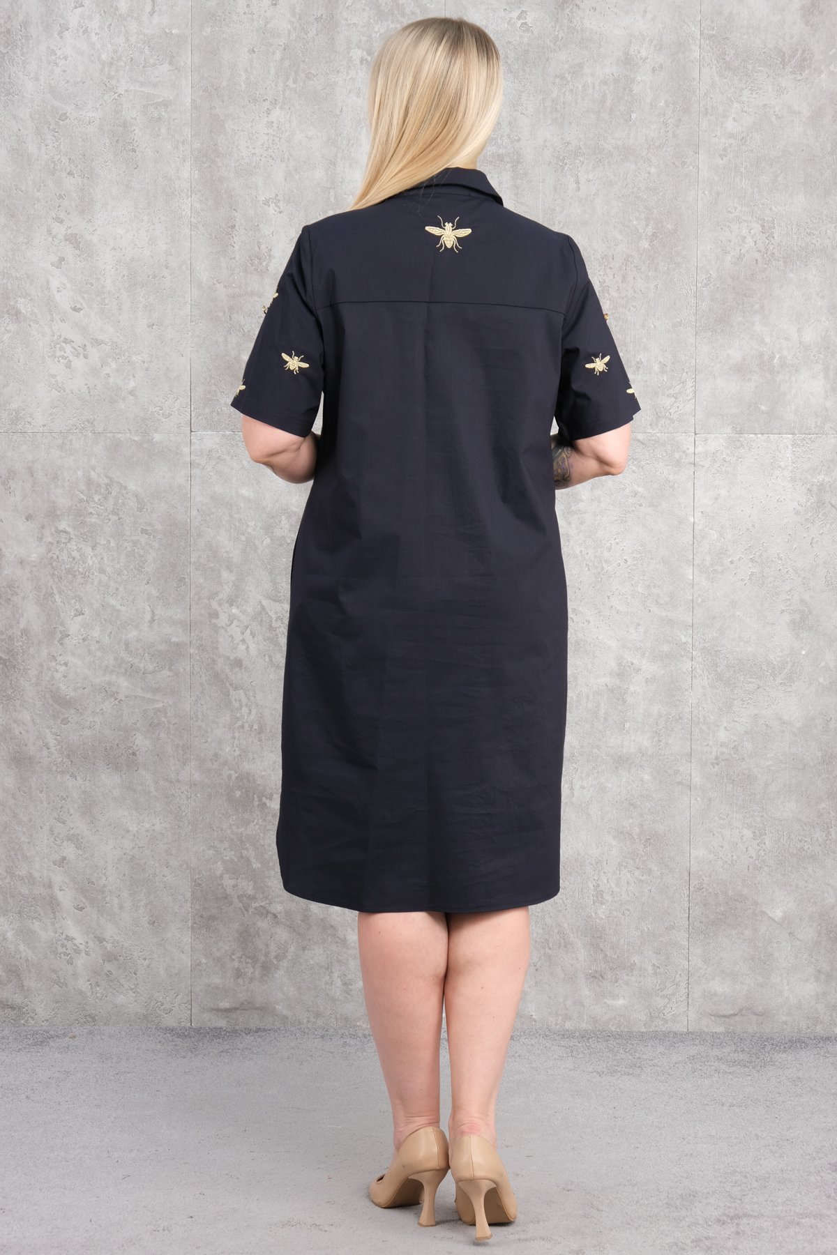 Casual Plus Size Dress-Dark Blue