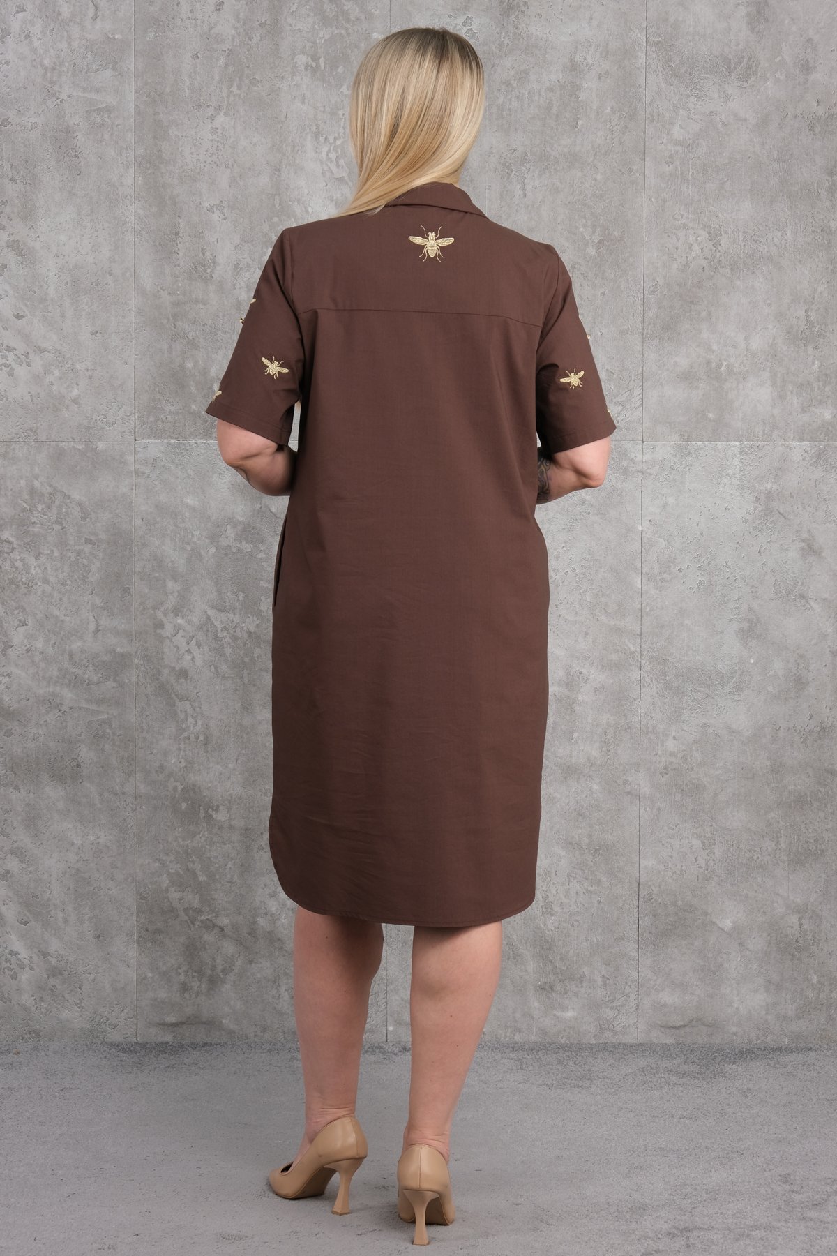 Super Plus Size Casual Dress-Brown