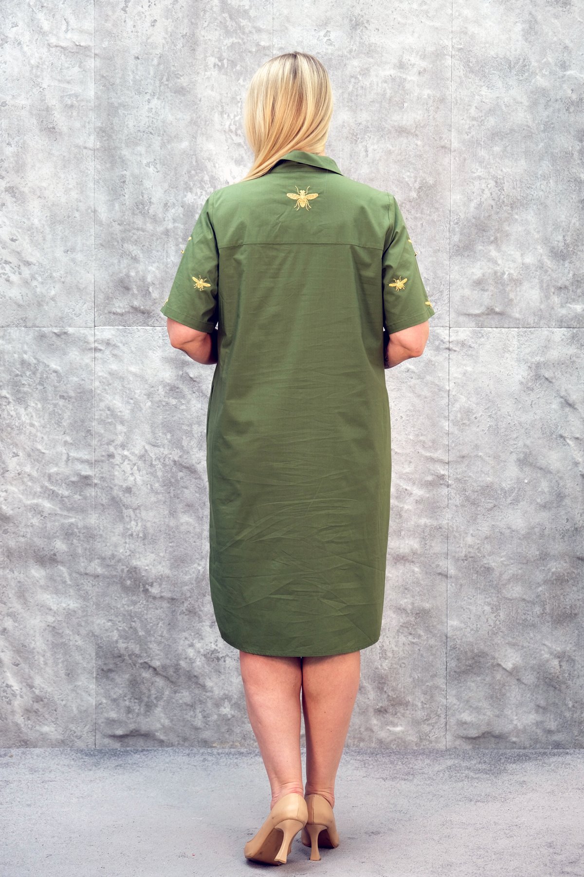 Casual Plus Size Dress-Khaki