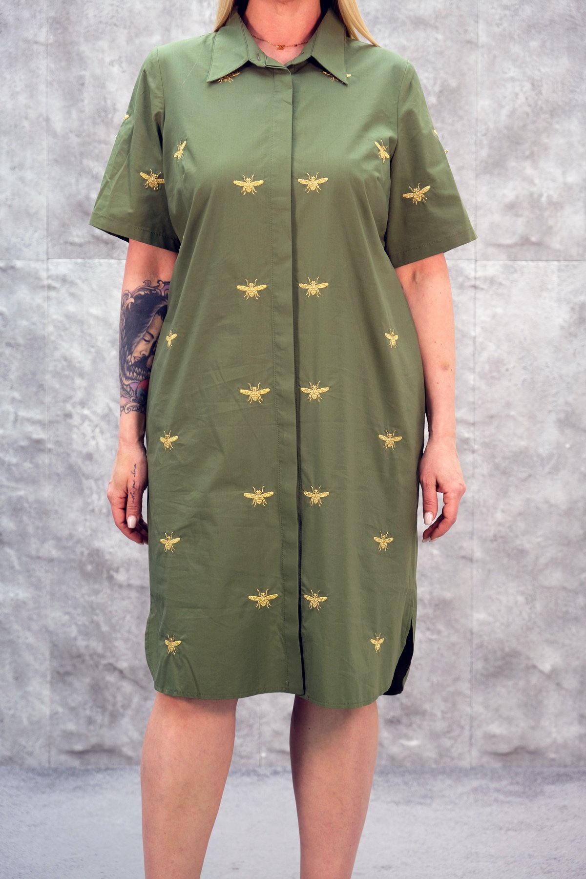 Casual Plus Size Dress-Khaki