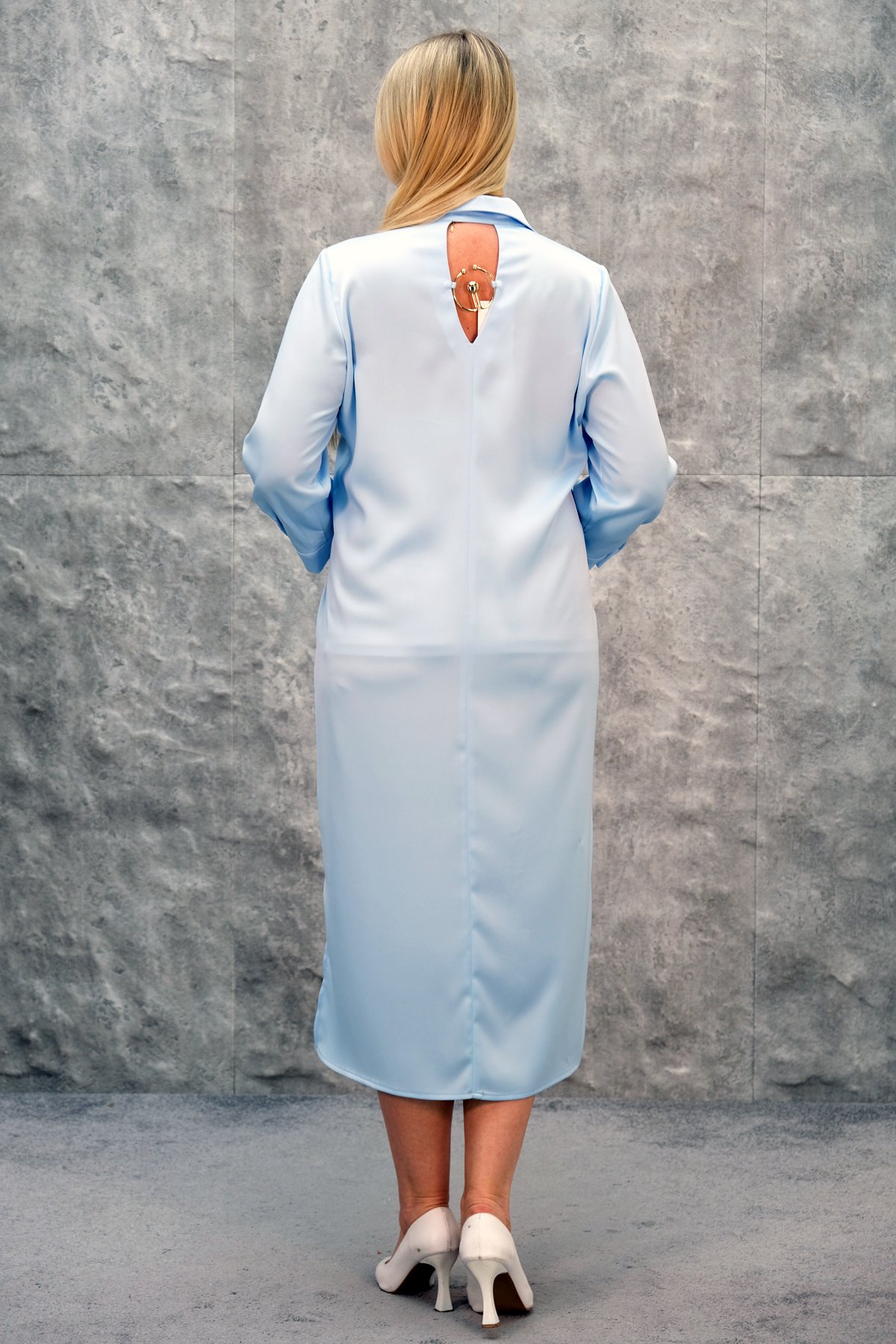 Casual Plus Size Dress-Blue