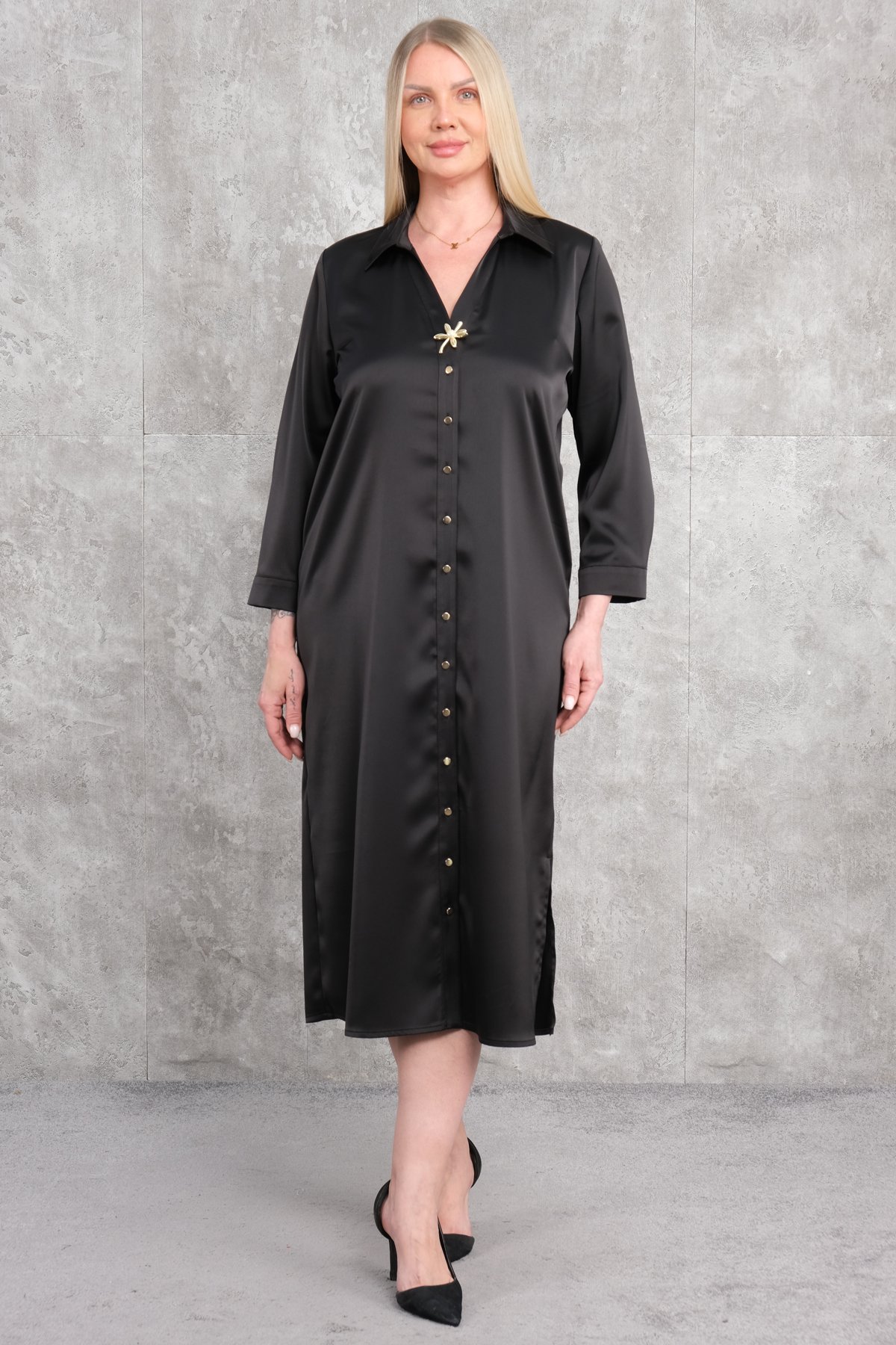 Casual Plus Size Dress-Black