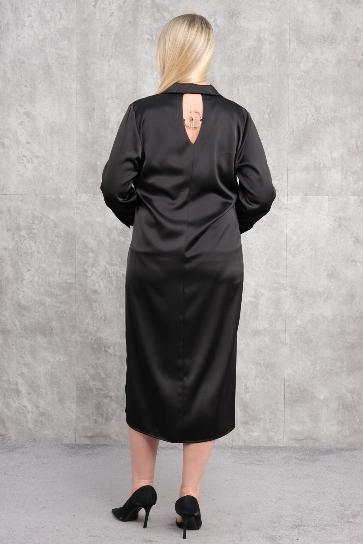 Casual Plus Size Dress-Black