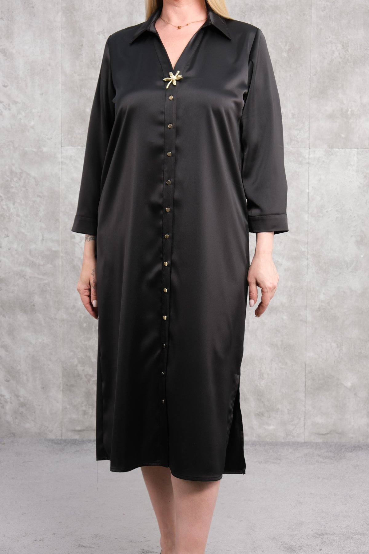 Casual Plus Size Dress-Black
