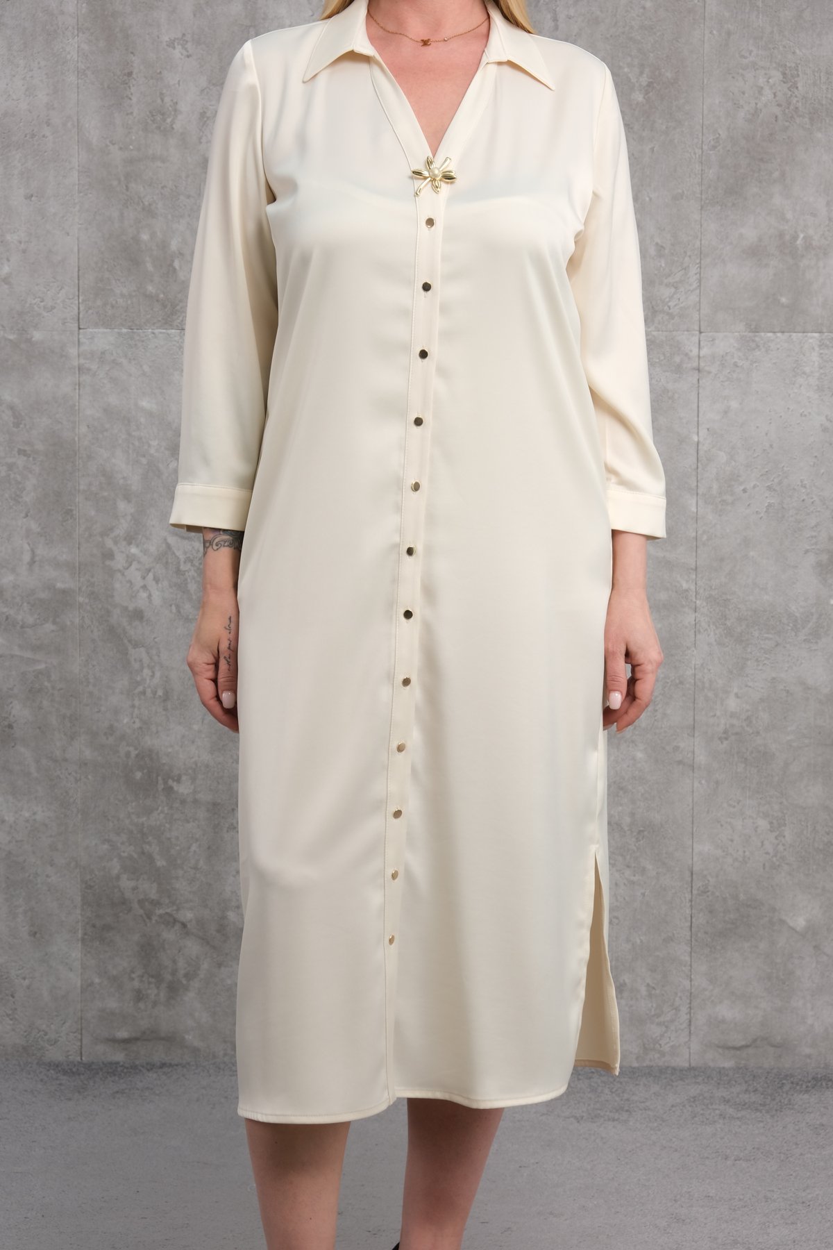 Casual Plus Size Dress-Yellow