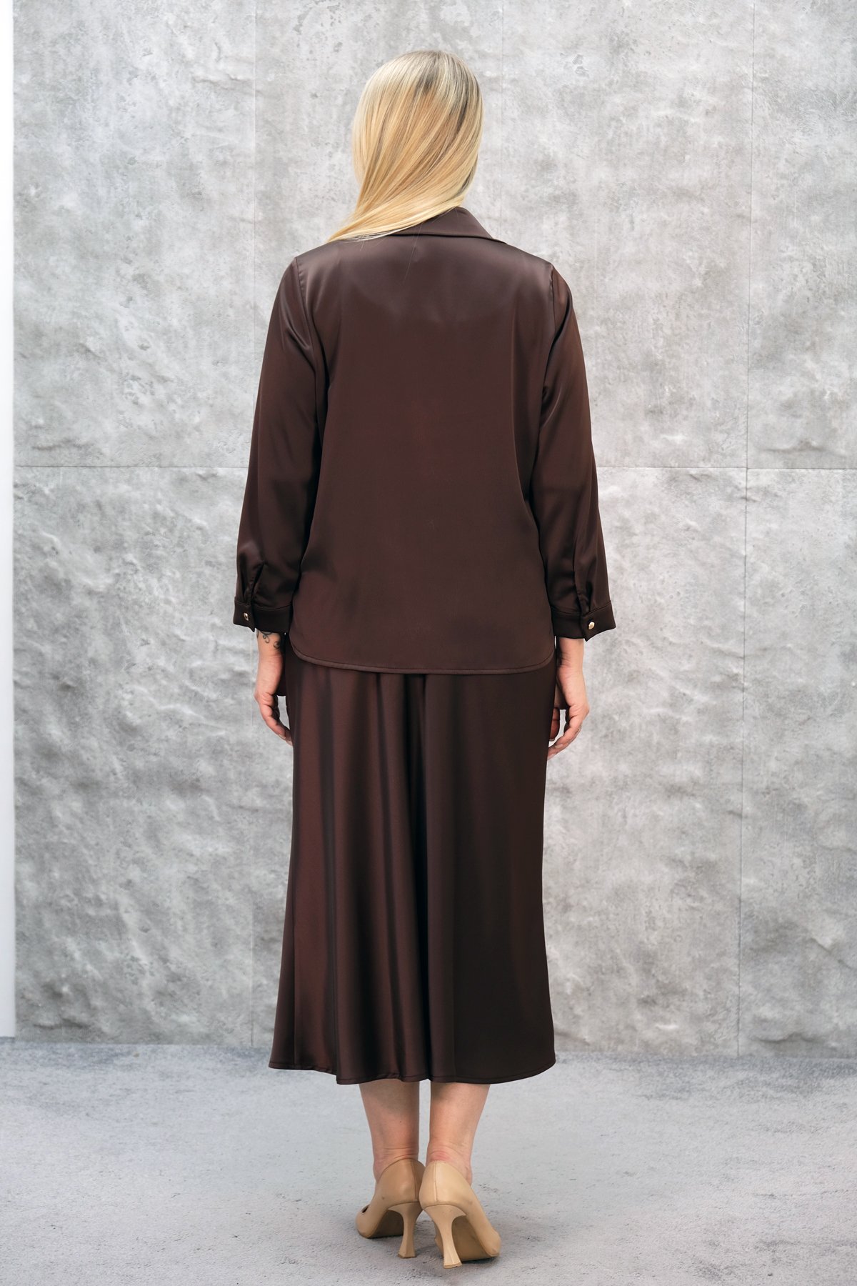 Plus Size Two-Piece Set-Brown