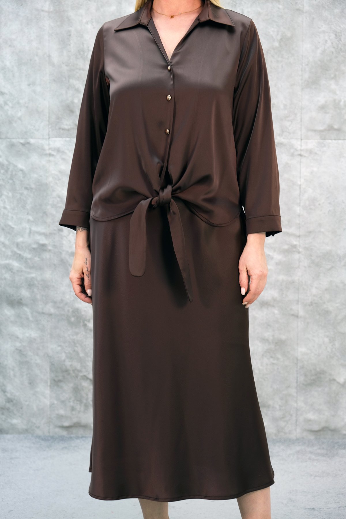 Plus Size Two-Piece Set-Brown