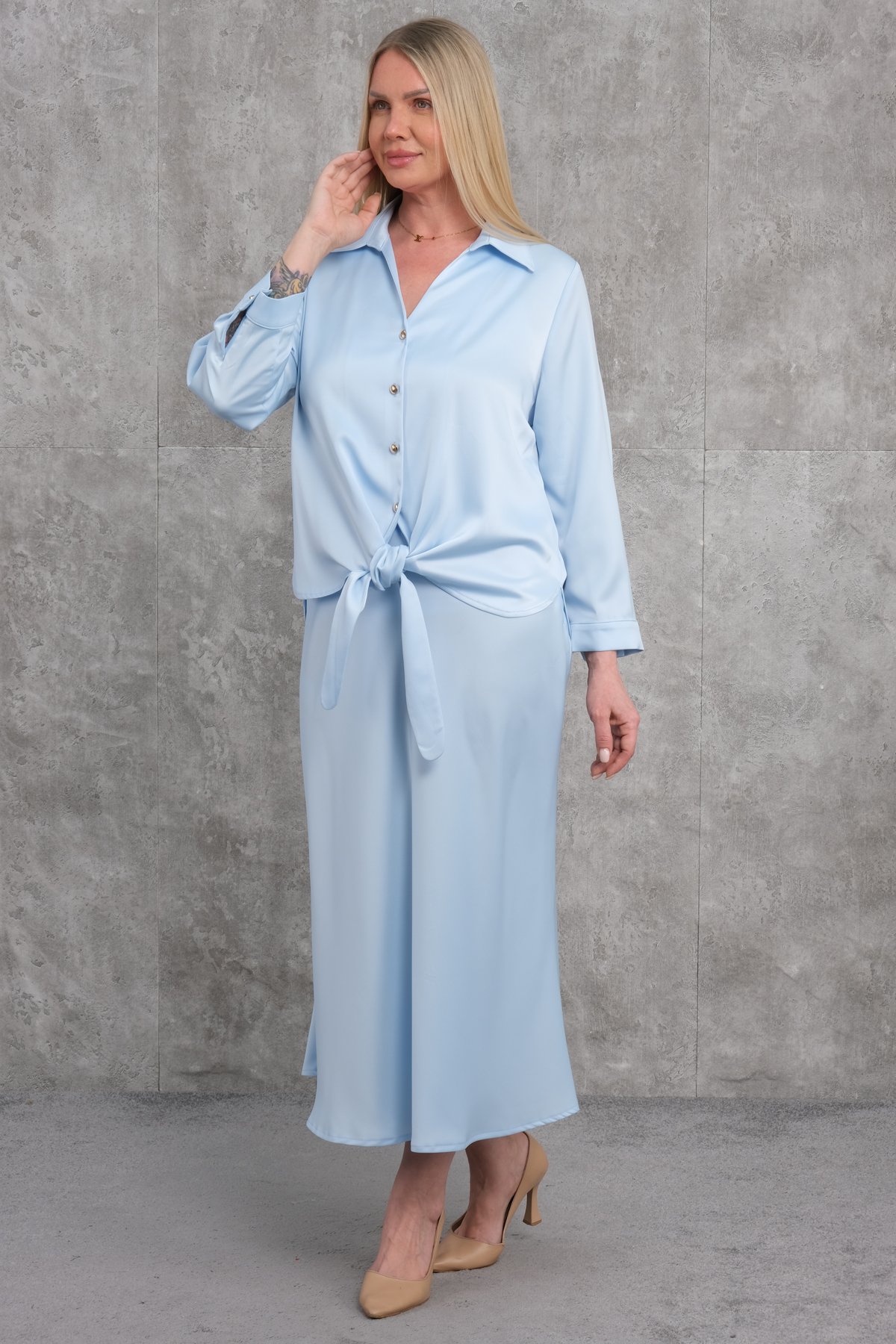 Plus Size Two-Piece Set-Blue