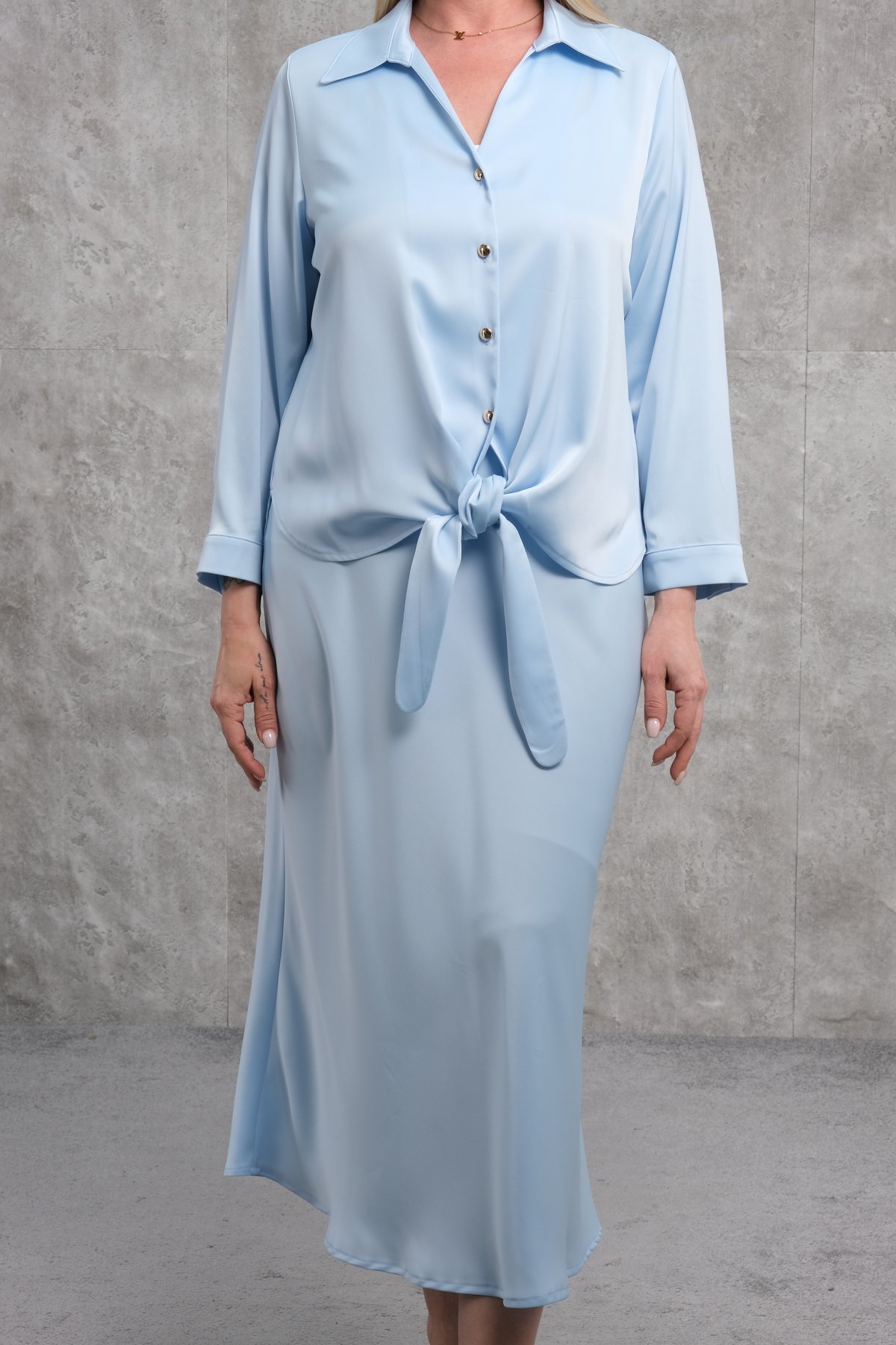 Plus Size Two-Piece Set-Blue