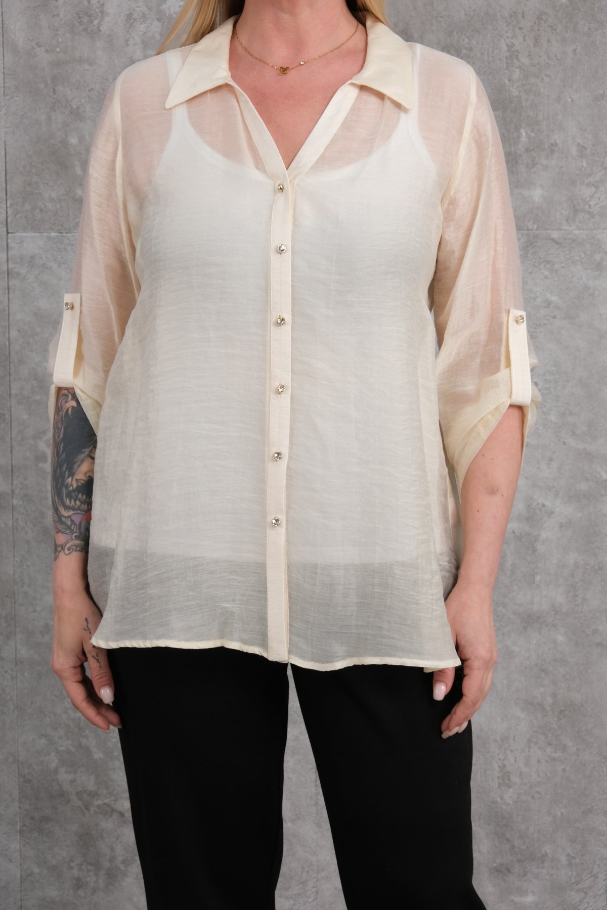 Plus Size Shirt-Beige