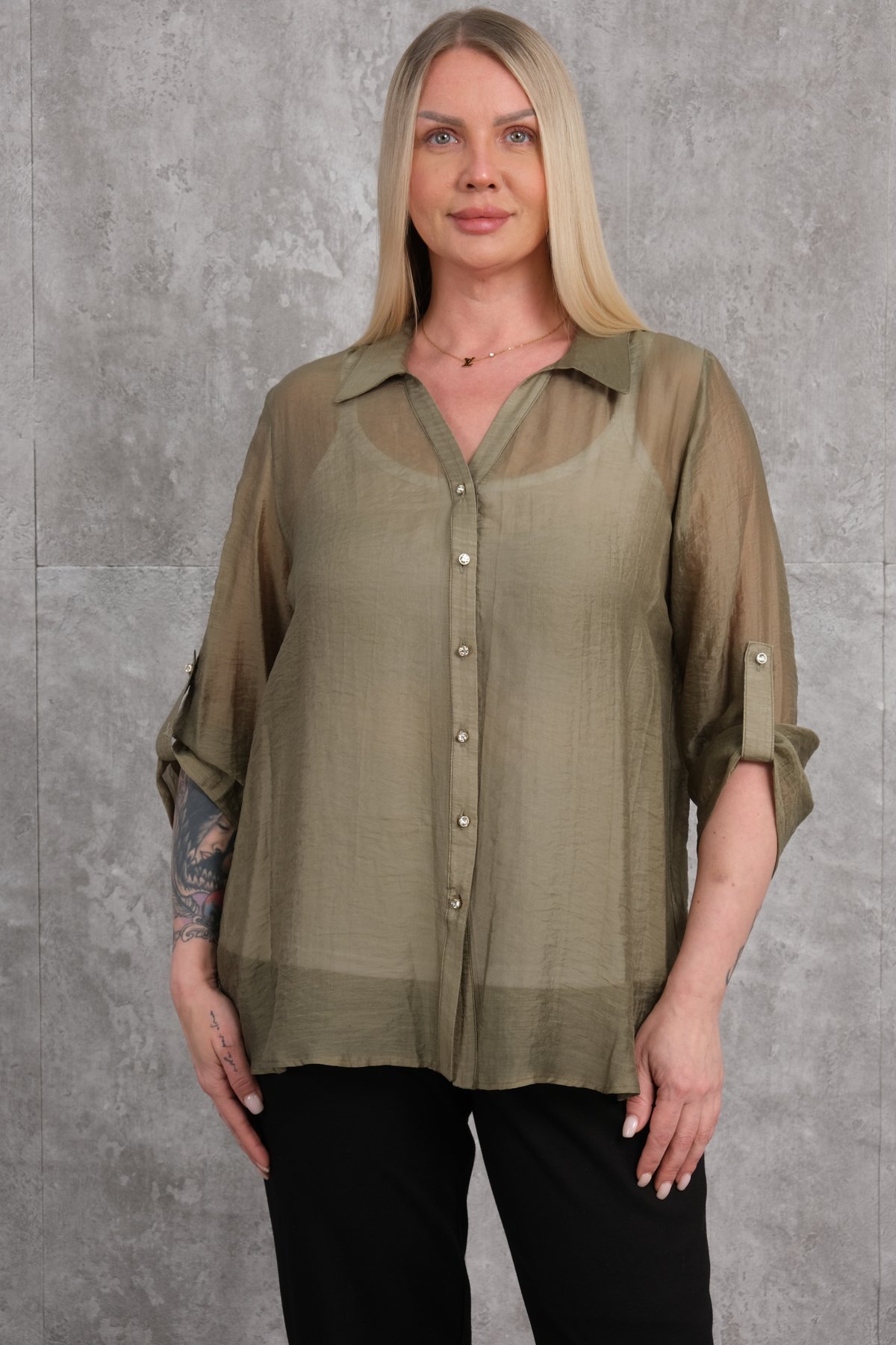 Plus Size Shirt-Khaki