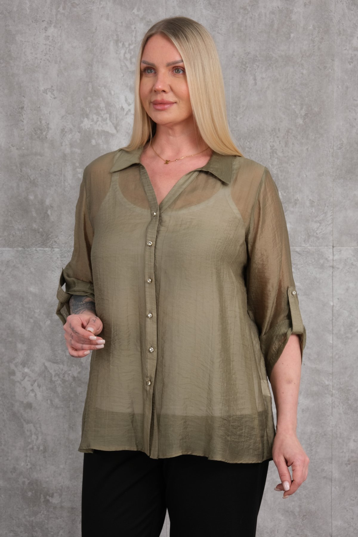 Plus Size Shirt-Khaki