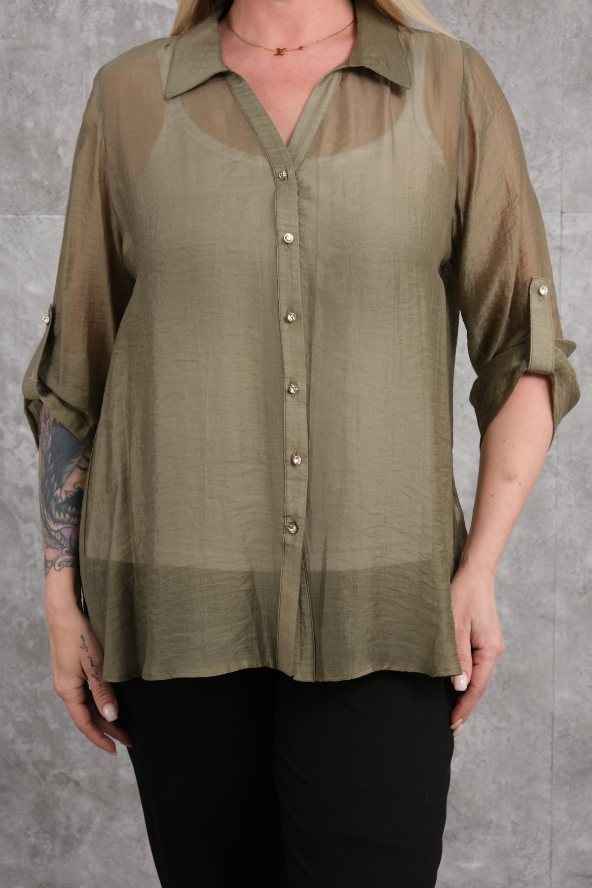 Plus Size Shirt-Khaki