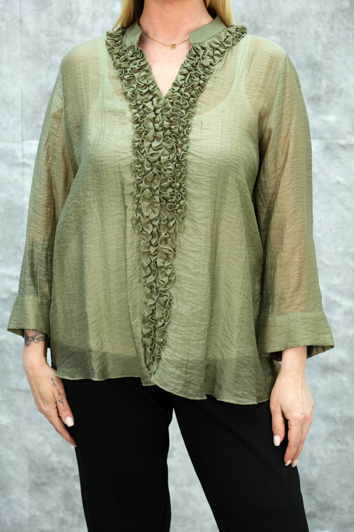 Super Plus Size Blouse-Khaki
