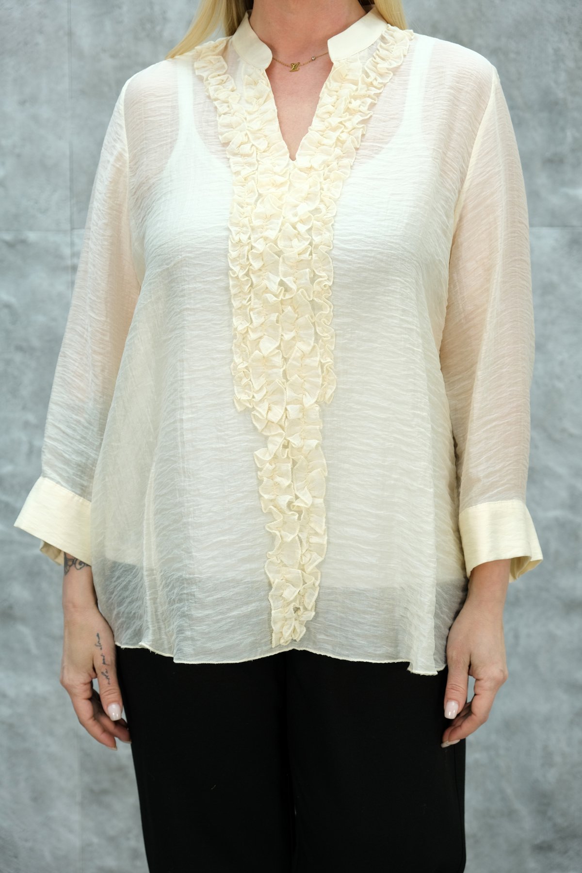 Plus Size Blouse-Beige