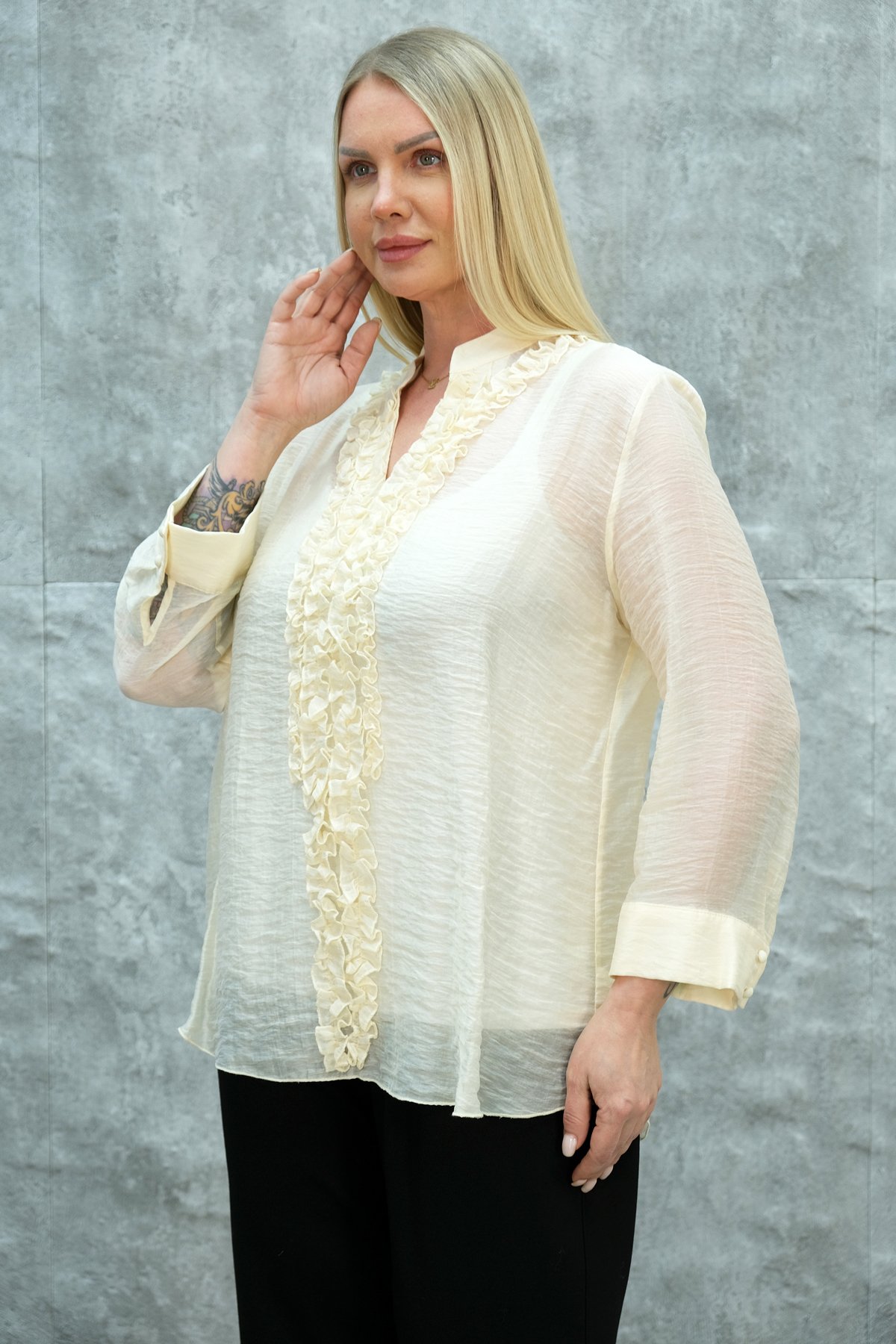 Super Plus Size Blouse-Beige