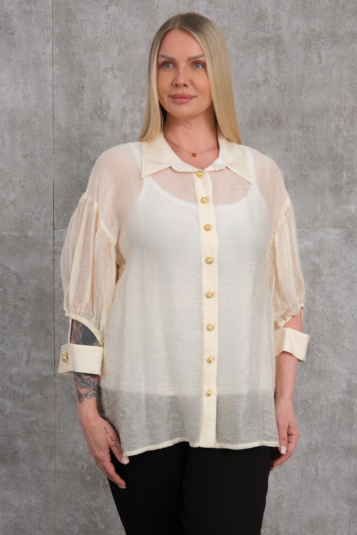 Plus Size Shirt-Cream