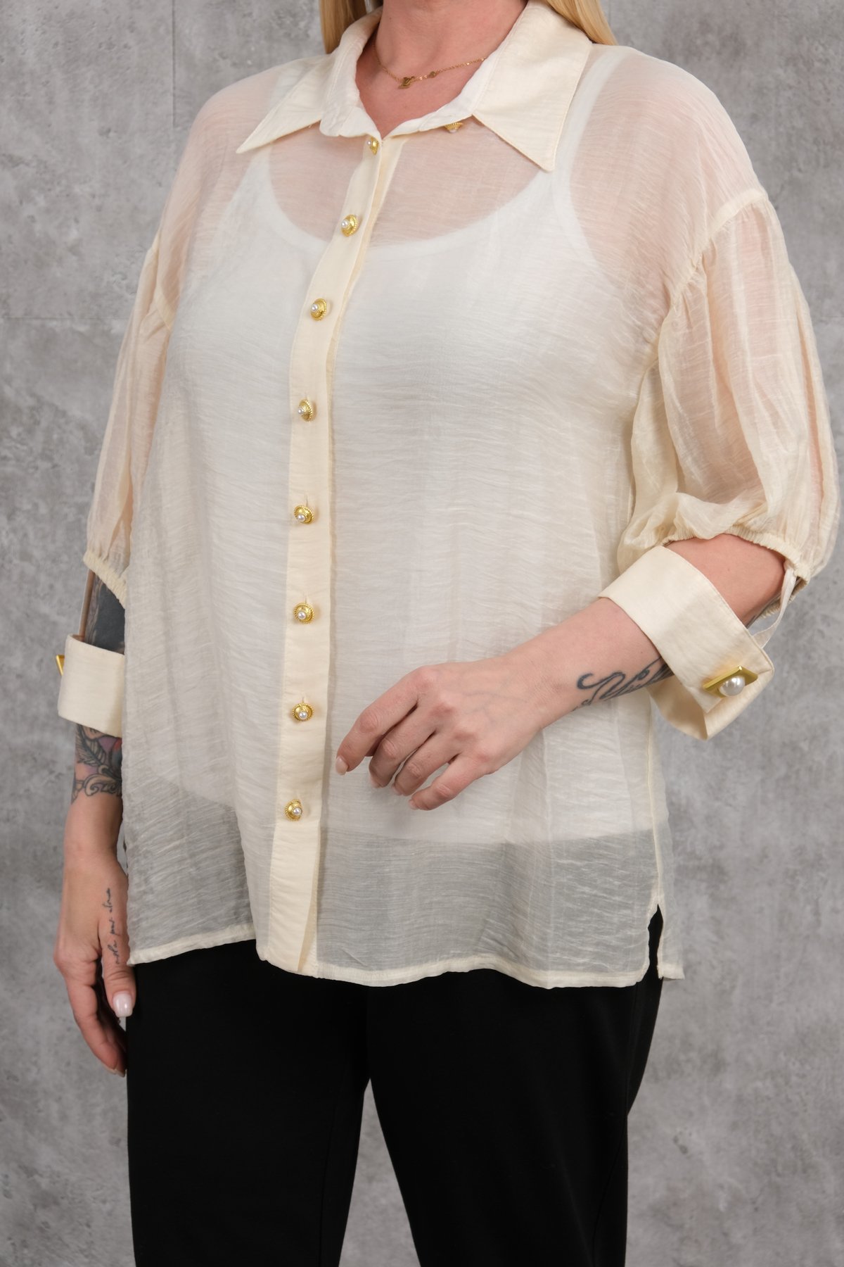 Plus Size Shirt-Cream