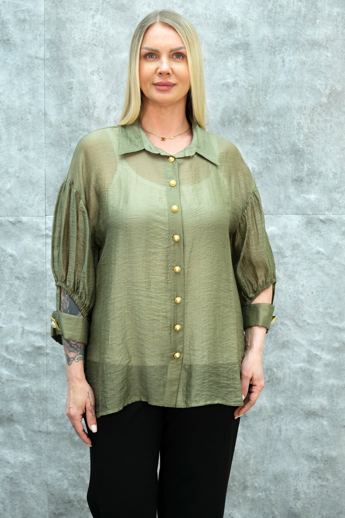 Plus Size Shirt-Khaki