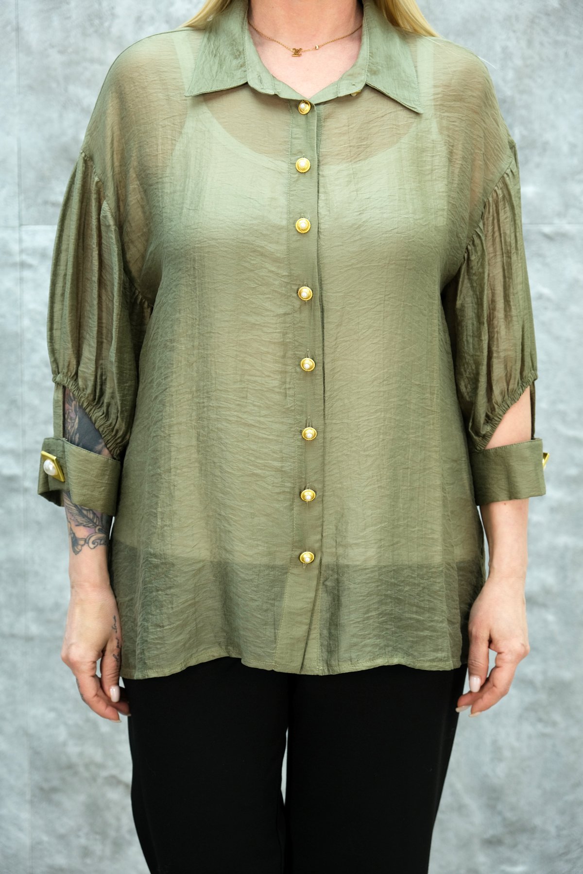 Plus Size Shirt-Khaki