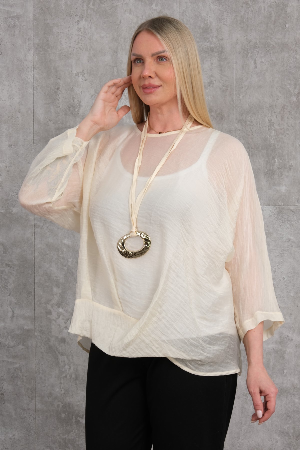 Plus Size Blouse-Yellow