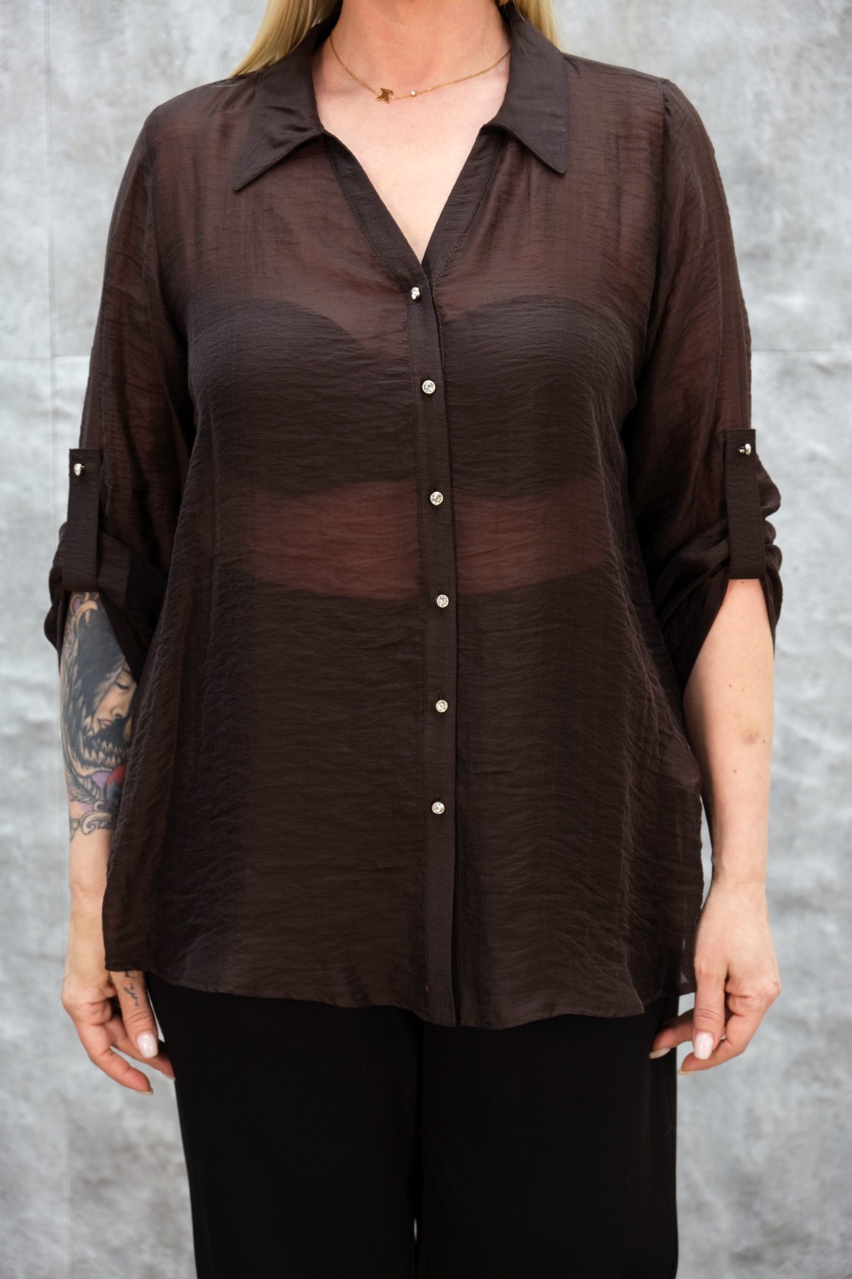 Plus Size Shirt-Brown