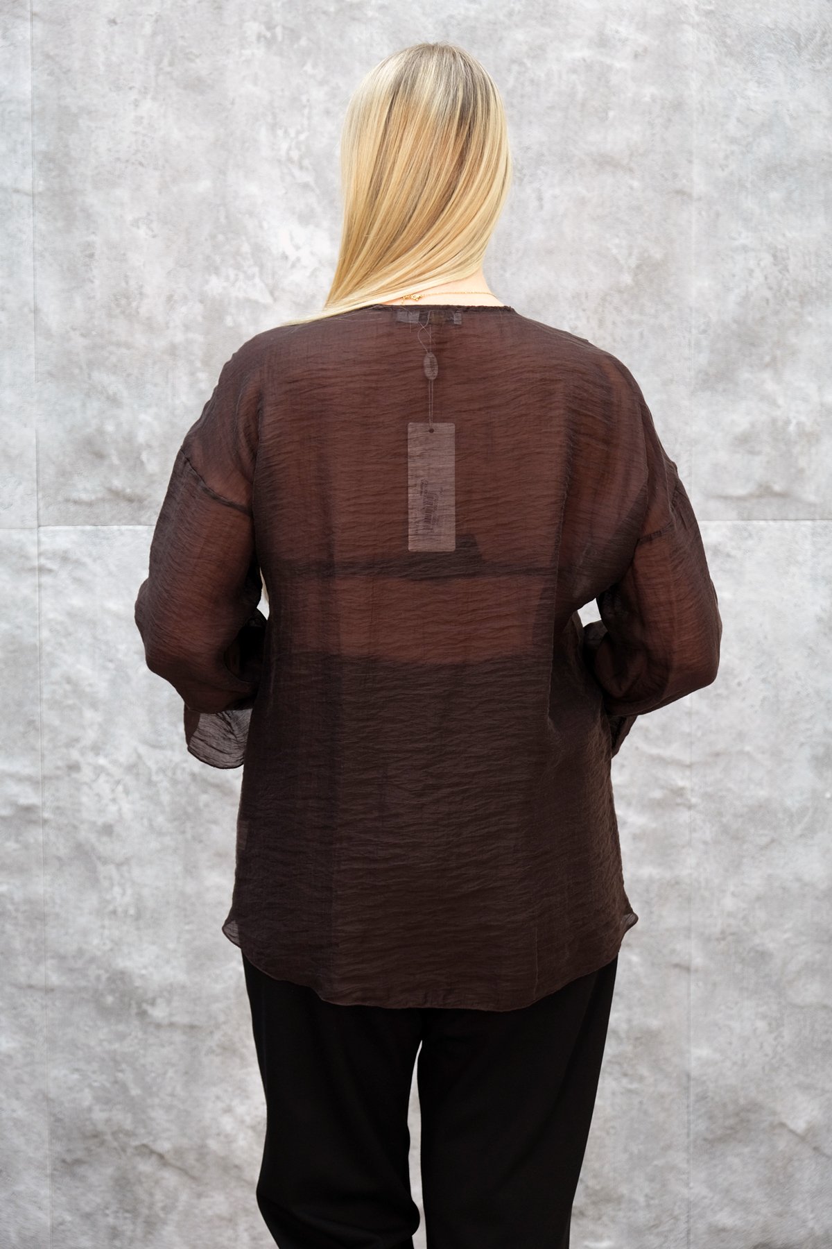 Plus Size Blouse-Brown