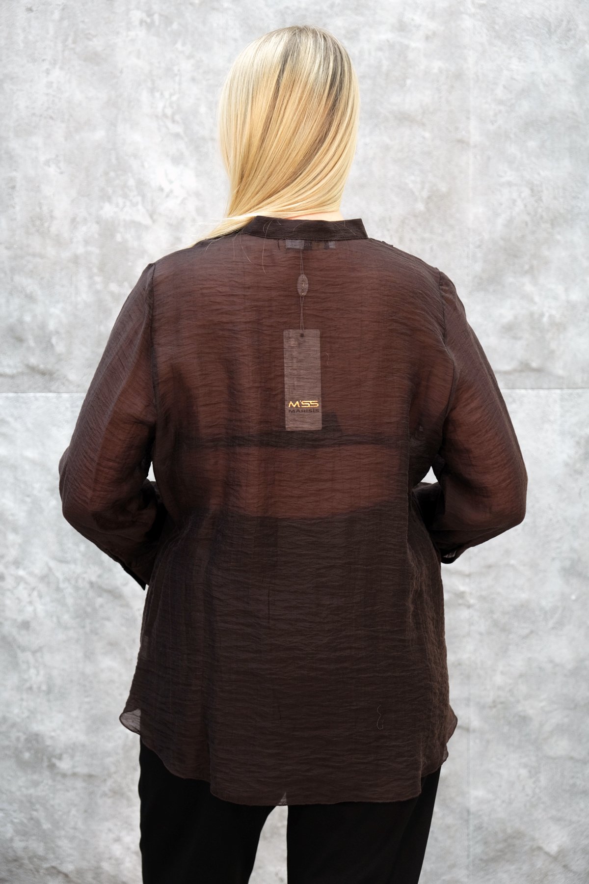 Plus Size Blouse-Brown