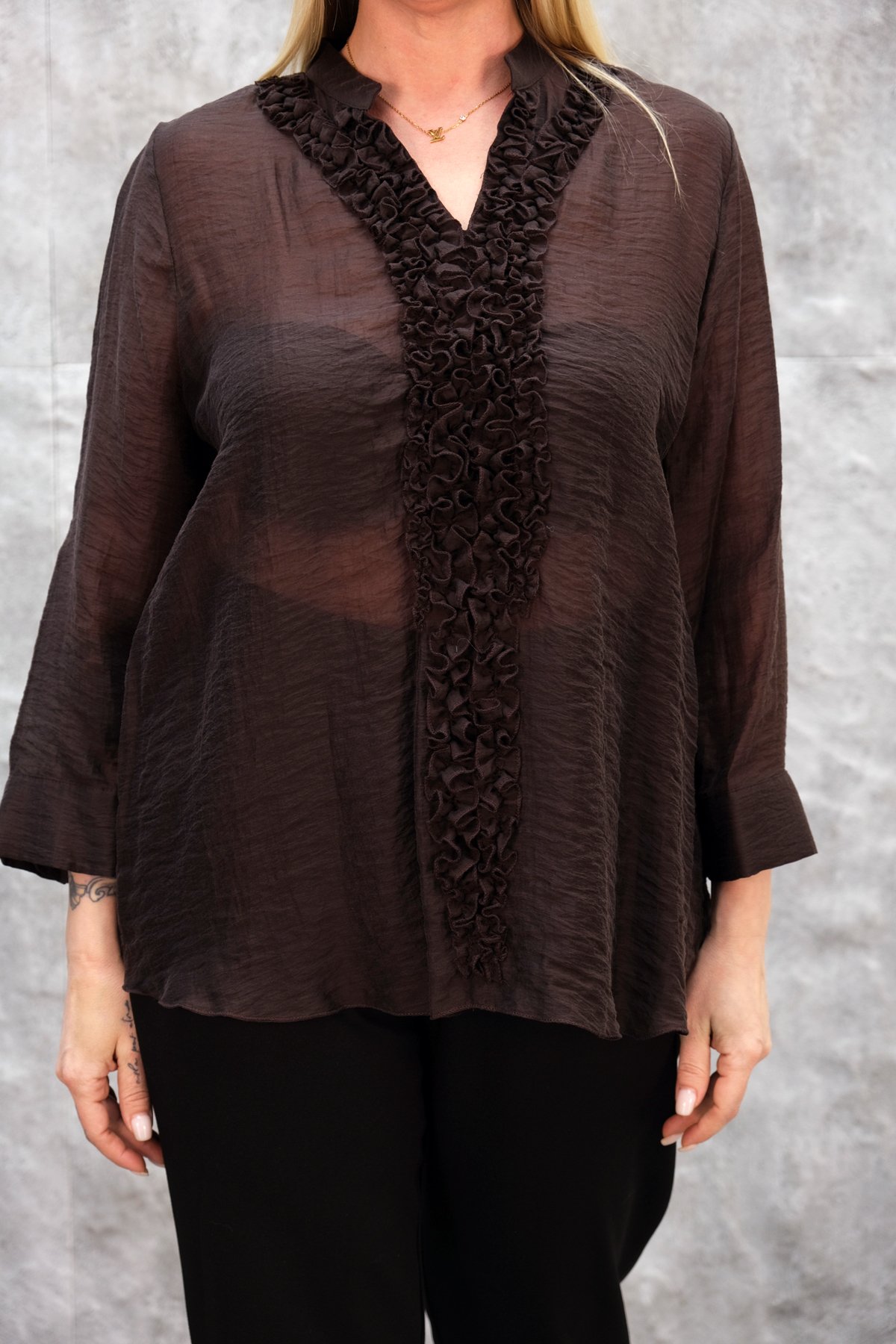 Super Plus Size Blouse-Brown