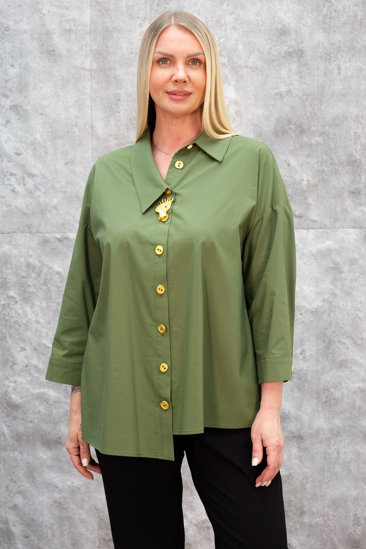 Plus Size Shirt-Khaki
