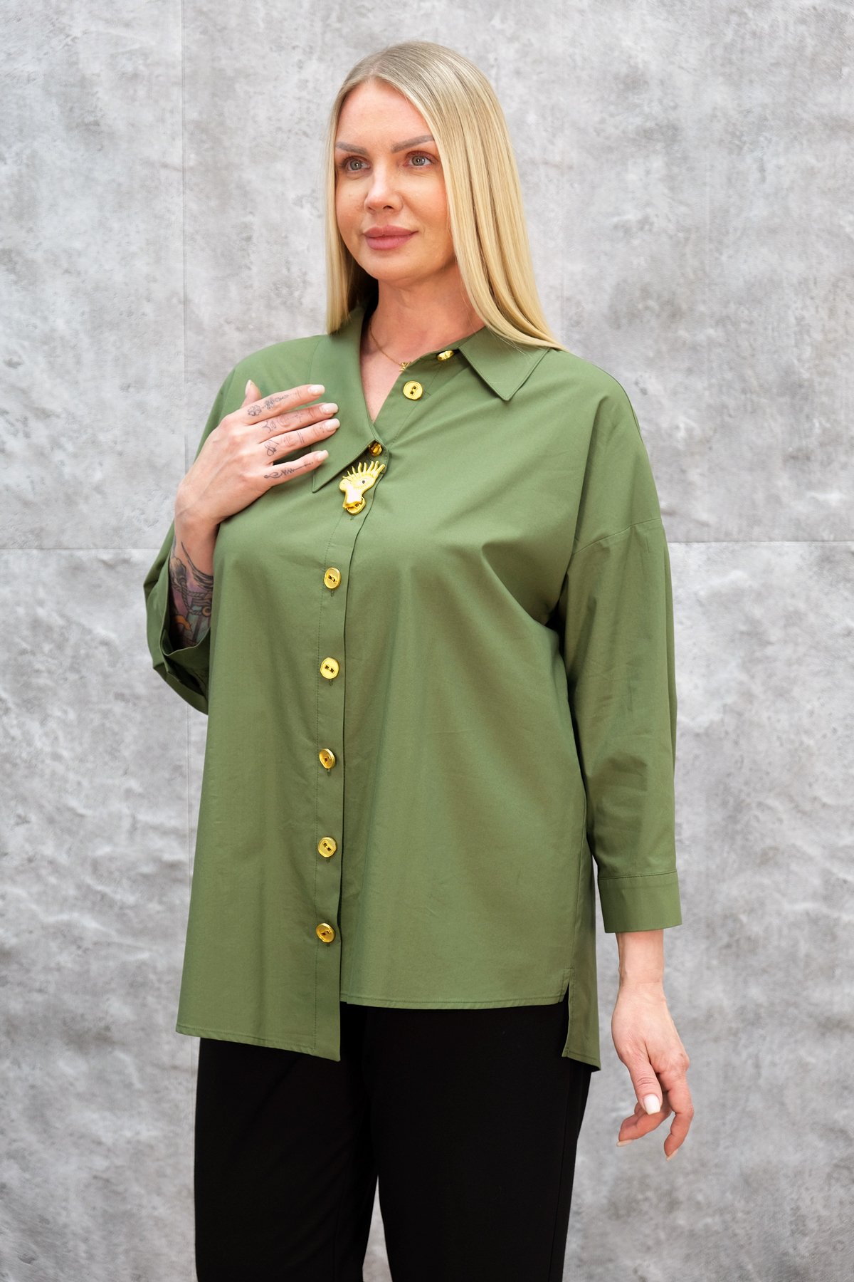 Plus Size Shirt-Khaki
