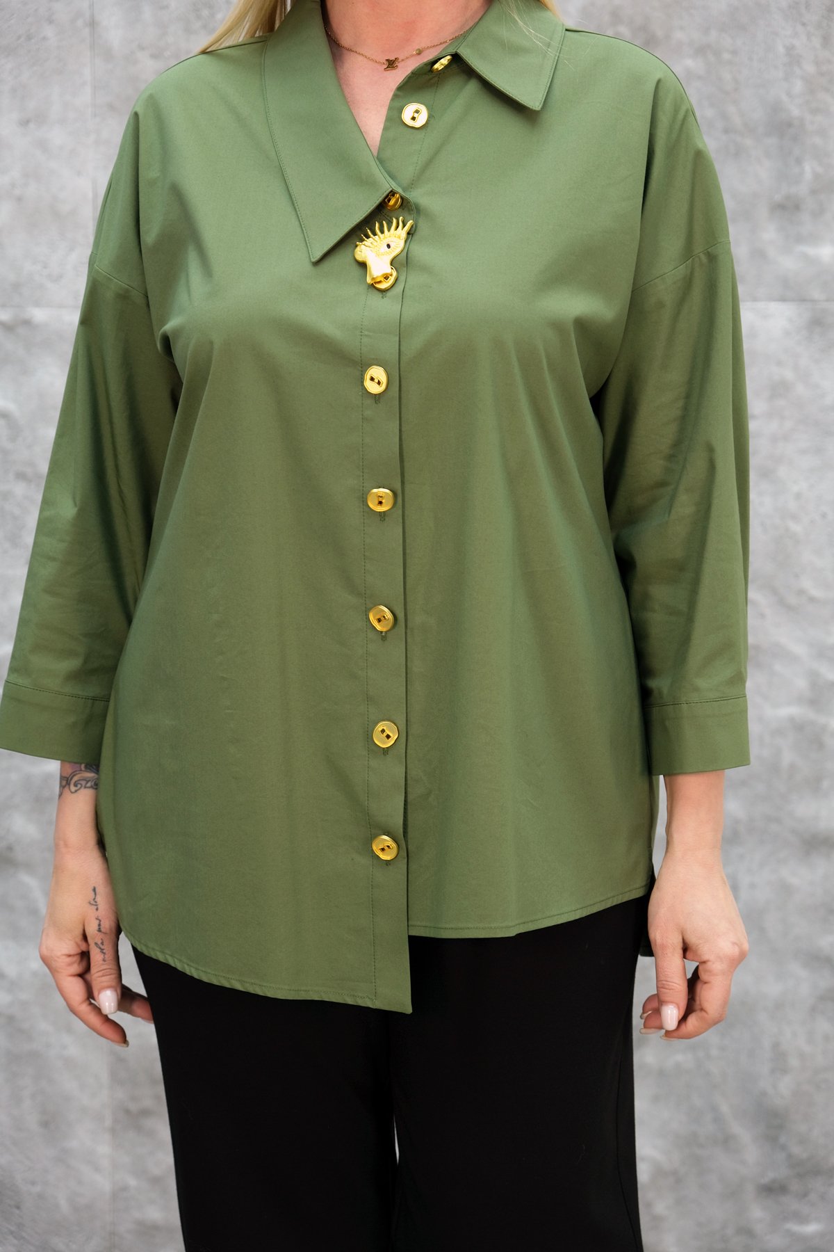 Plus Size Shirt-Khaki
