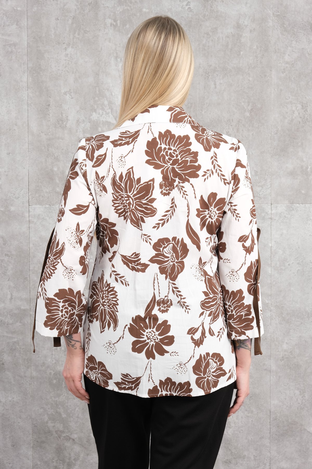 Plus Size Blouse-Brown