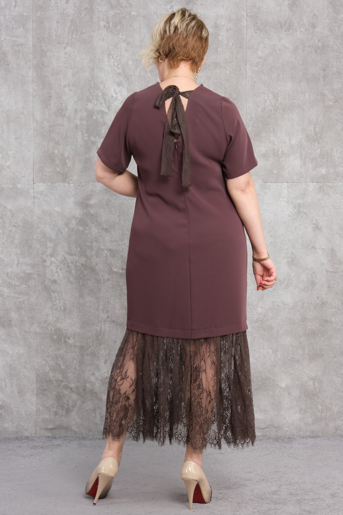 Plus Size Dress-Brown