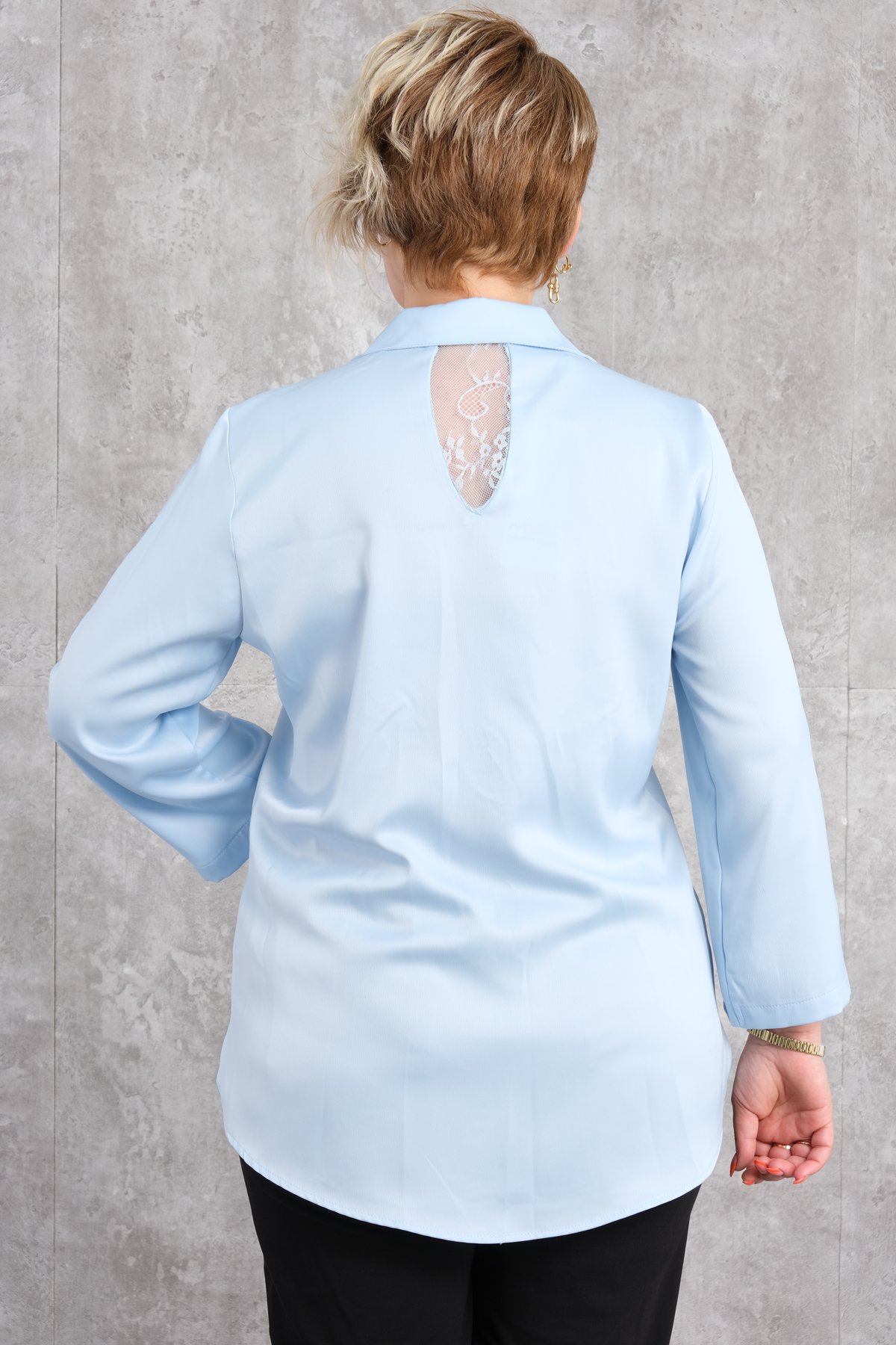 Блузка больших размеров-Синий