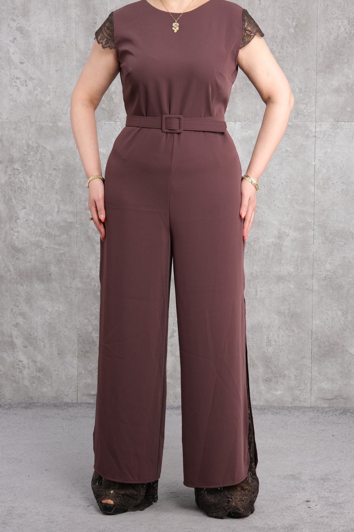 فستان مقاس كبير-البني