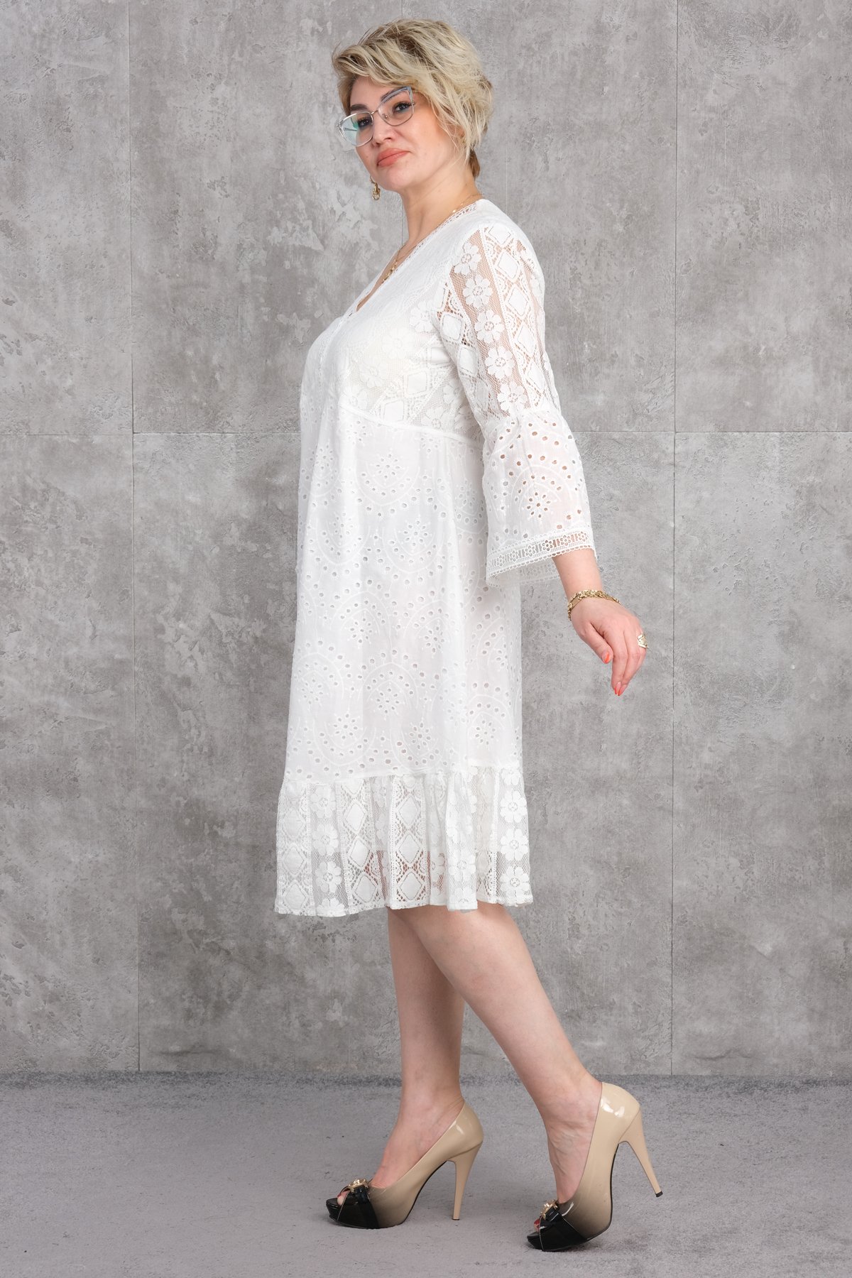 Büyük Beden Elbise-Beyaz