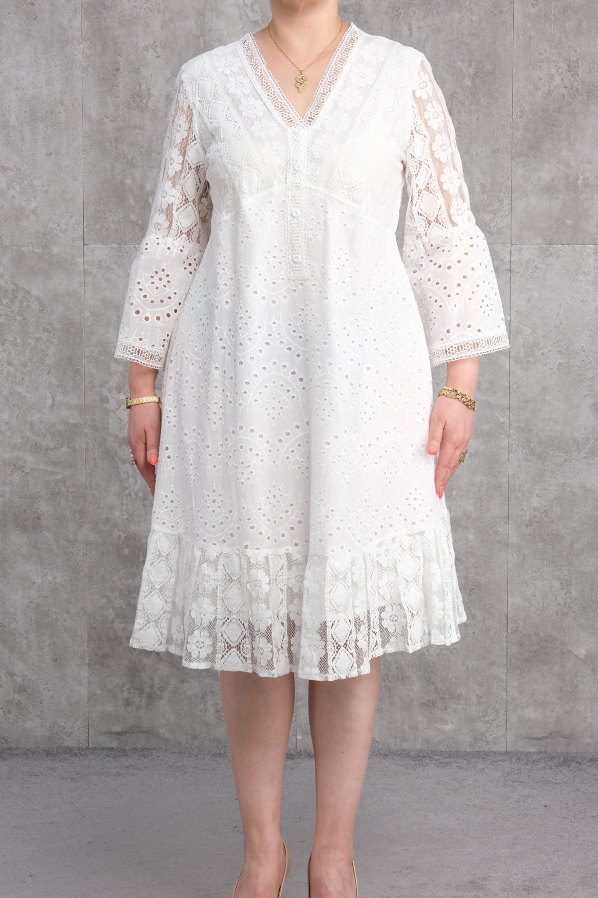 Büyük Beden Elbise-Beyaz