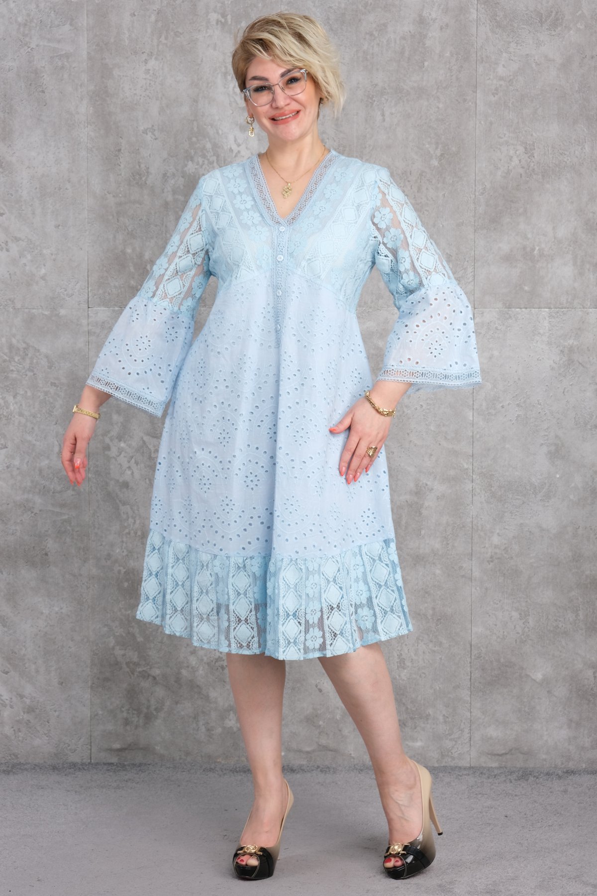 Plus Size Dress-Blue