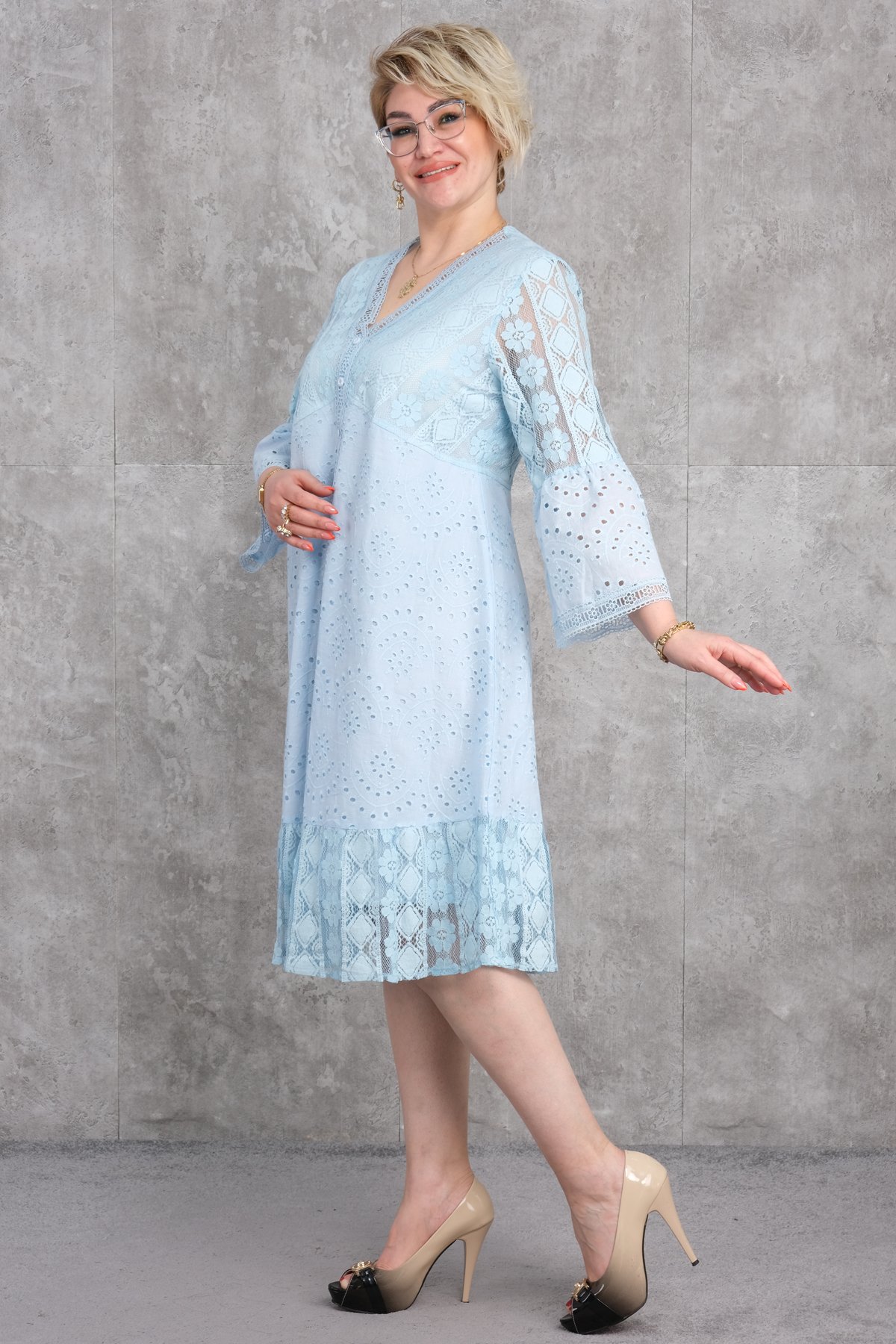 Plus Size Dress-Blue